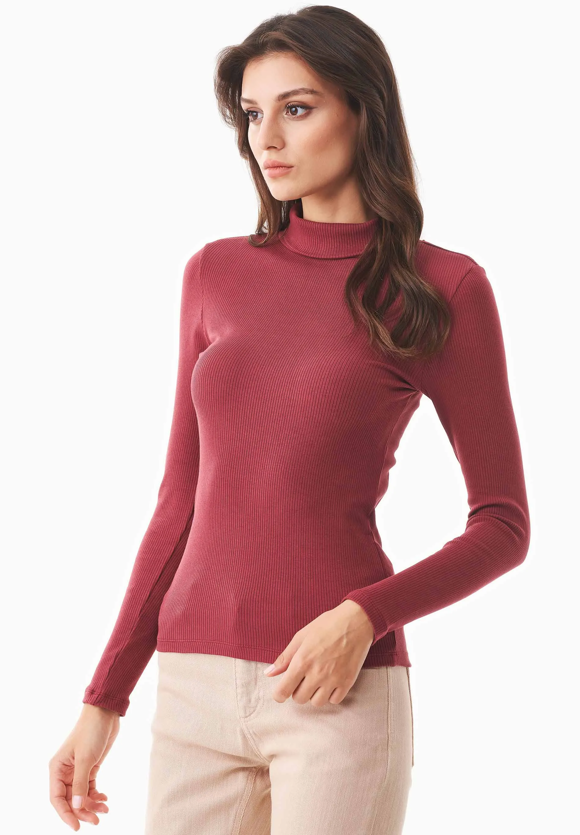 Women's Long Sleeved Cotton Turtleneck Syrah Red sold by Ivalo.com product image thumbnail 3