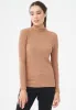 Women's Long Sleeved Cotton Turtleneck Light Brown sold by Ivalo.com