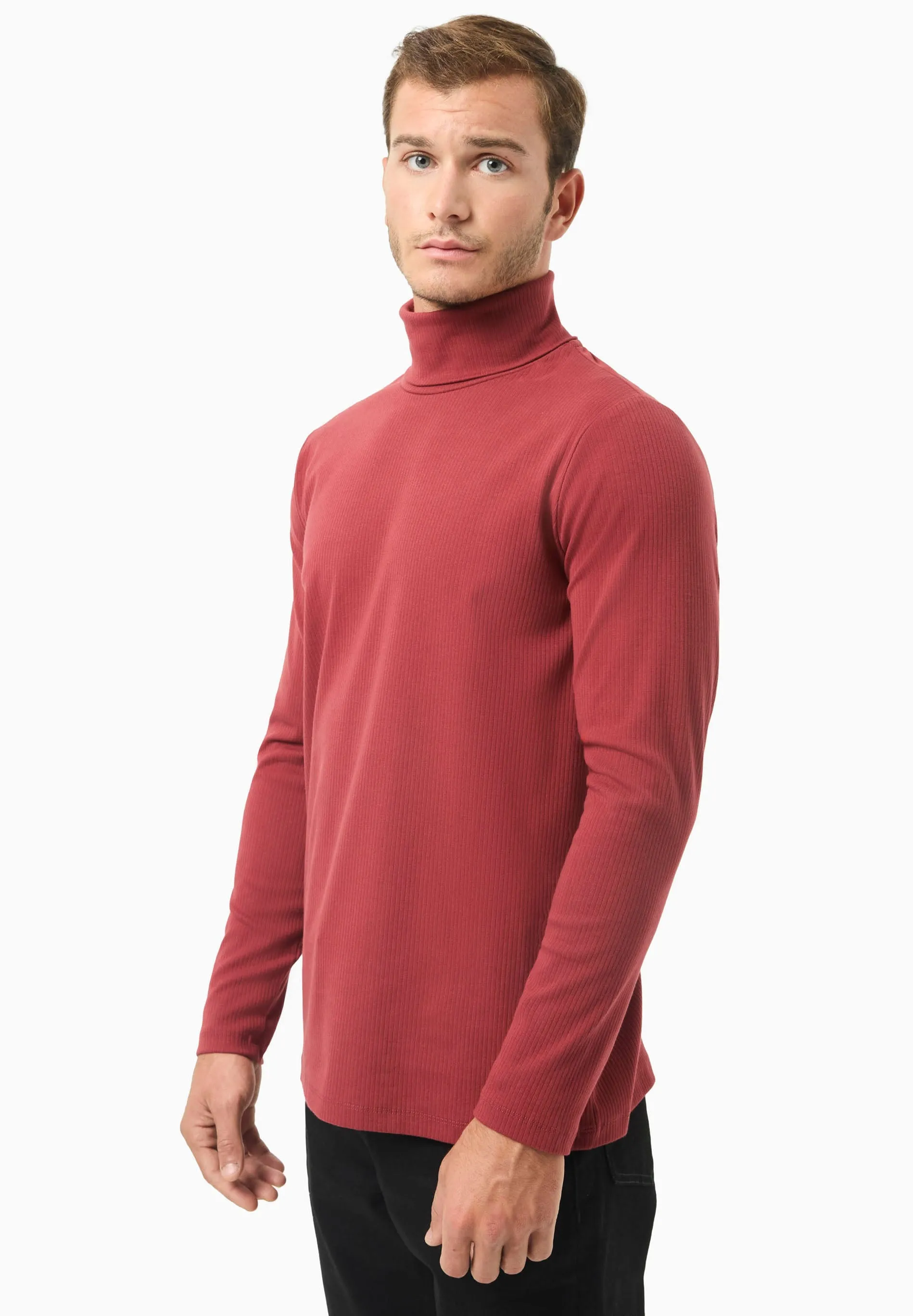 Men's Organic Cotton Turtleneck Shirt Merlot sold by Ivalo.com