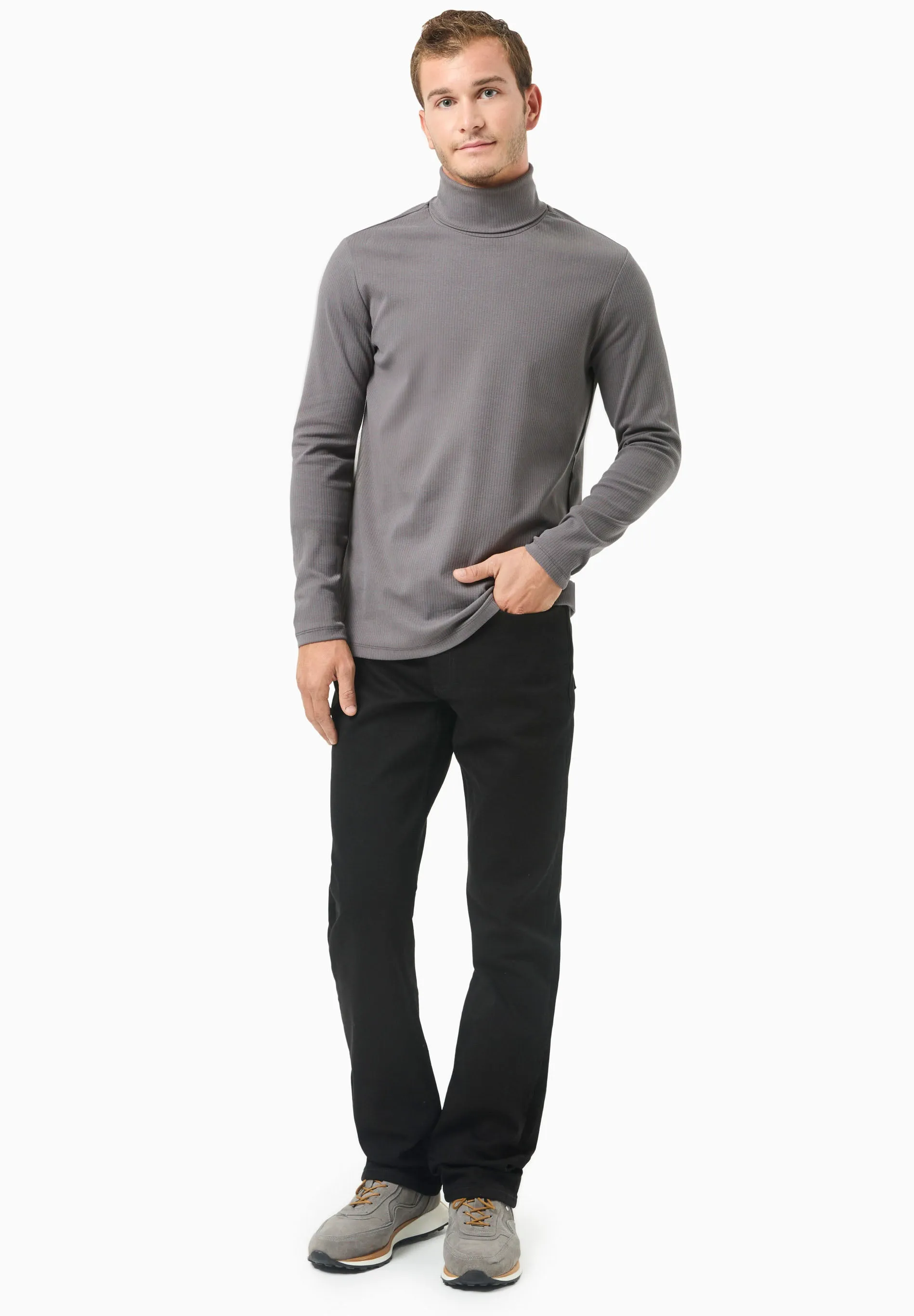 Men's Organic Cotton Turtleneck Shirt Asphalt sold by Ivalo.com product image thumbnail 4