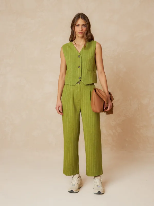 Tailored Trousers Jade Green Pinstripe sold by Ivalo.com