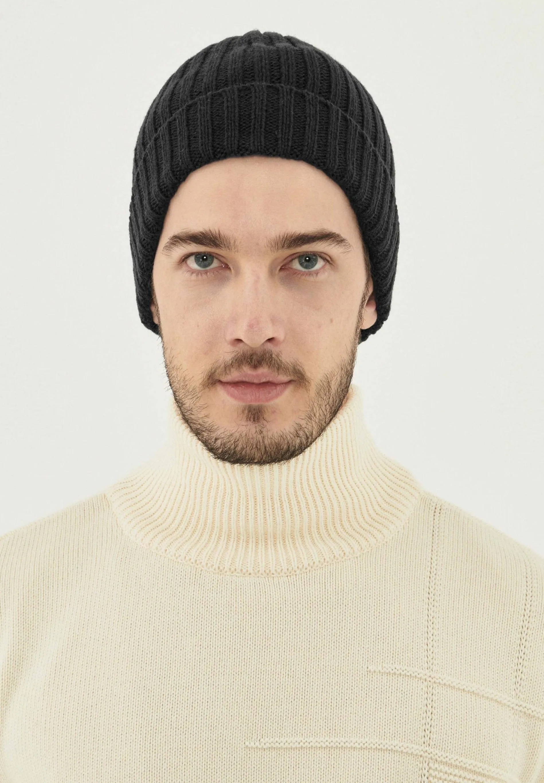 Wide Rib Merino Wool Blend Beanie Black sold by Ivalo.com