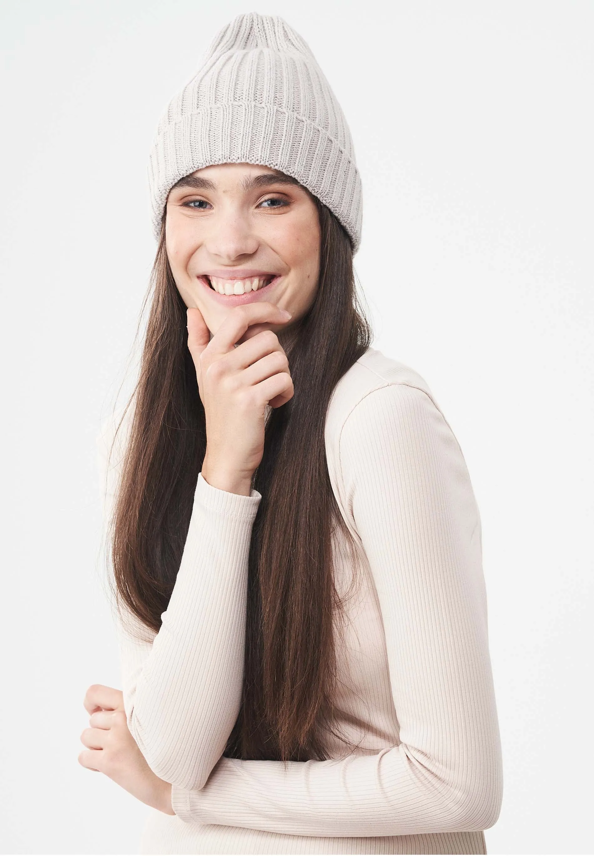 Wide Rib Merino Wool Blend Beanie Stone sold by Ivalo.com