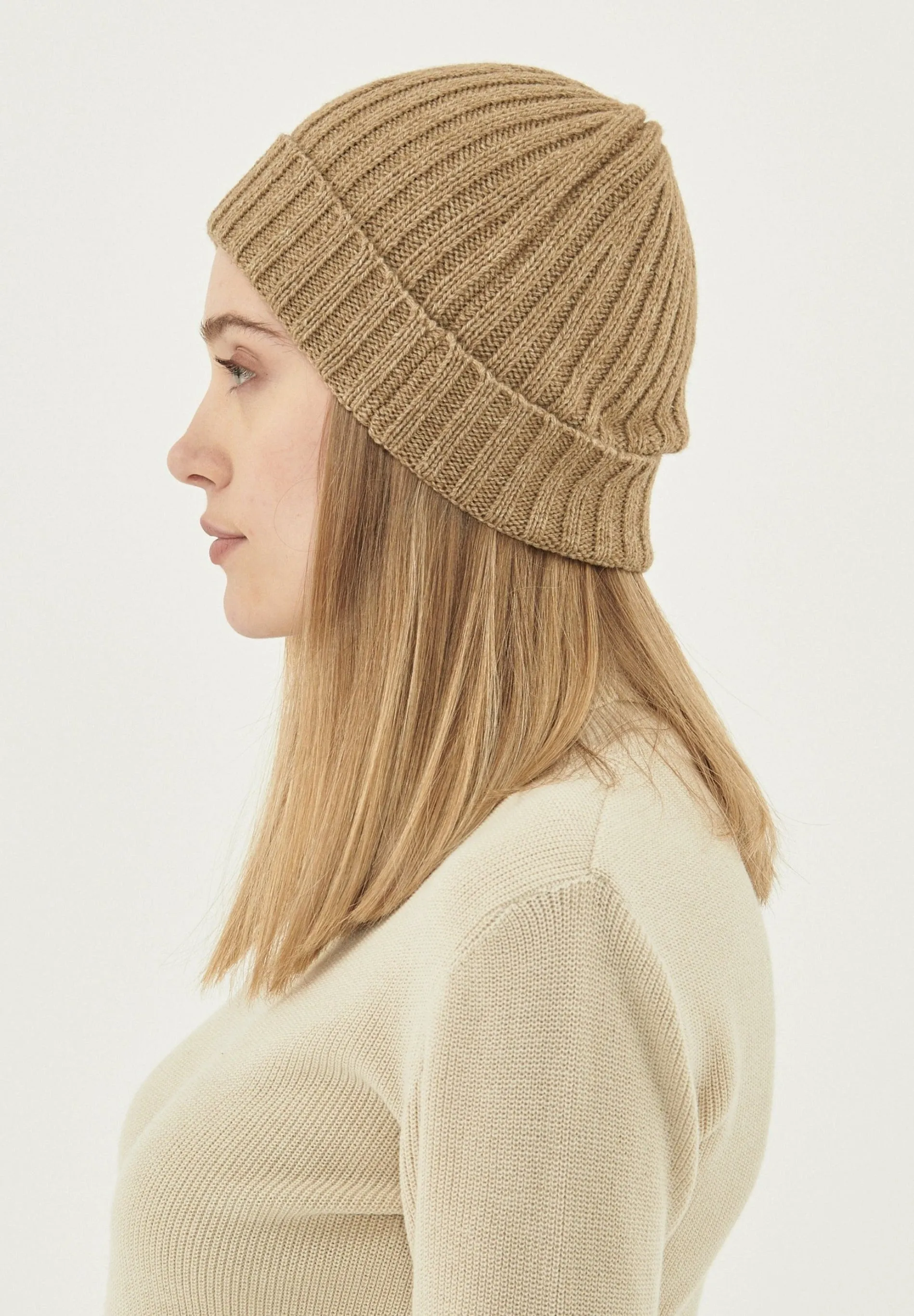 Wide Rib Merino Wool Blend Beanie Light Brown sold by Ivalo.com product image thumbnail 2