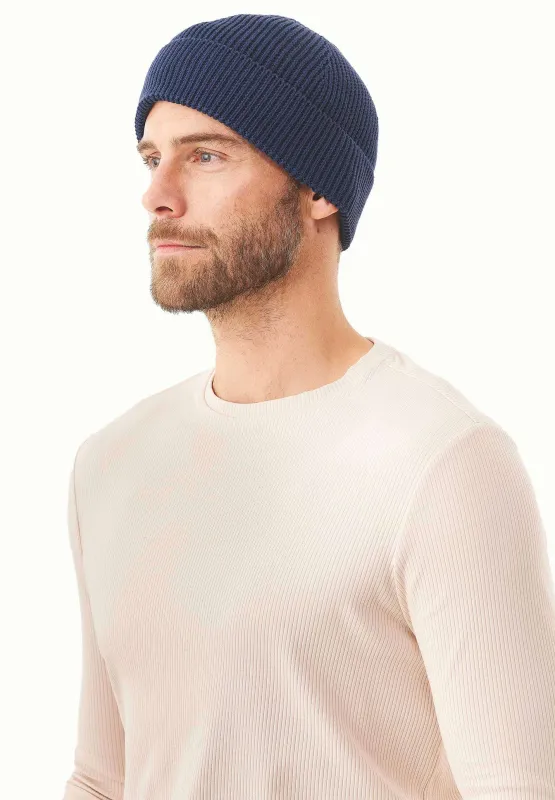 Knitted Organic Cotton Beanie Navy sold by Ivalo.com