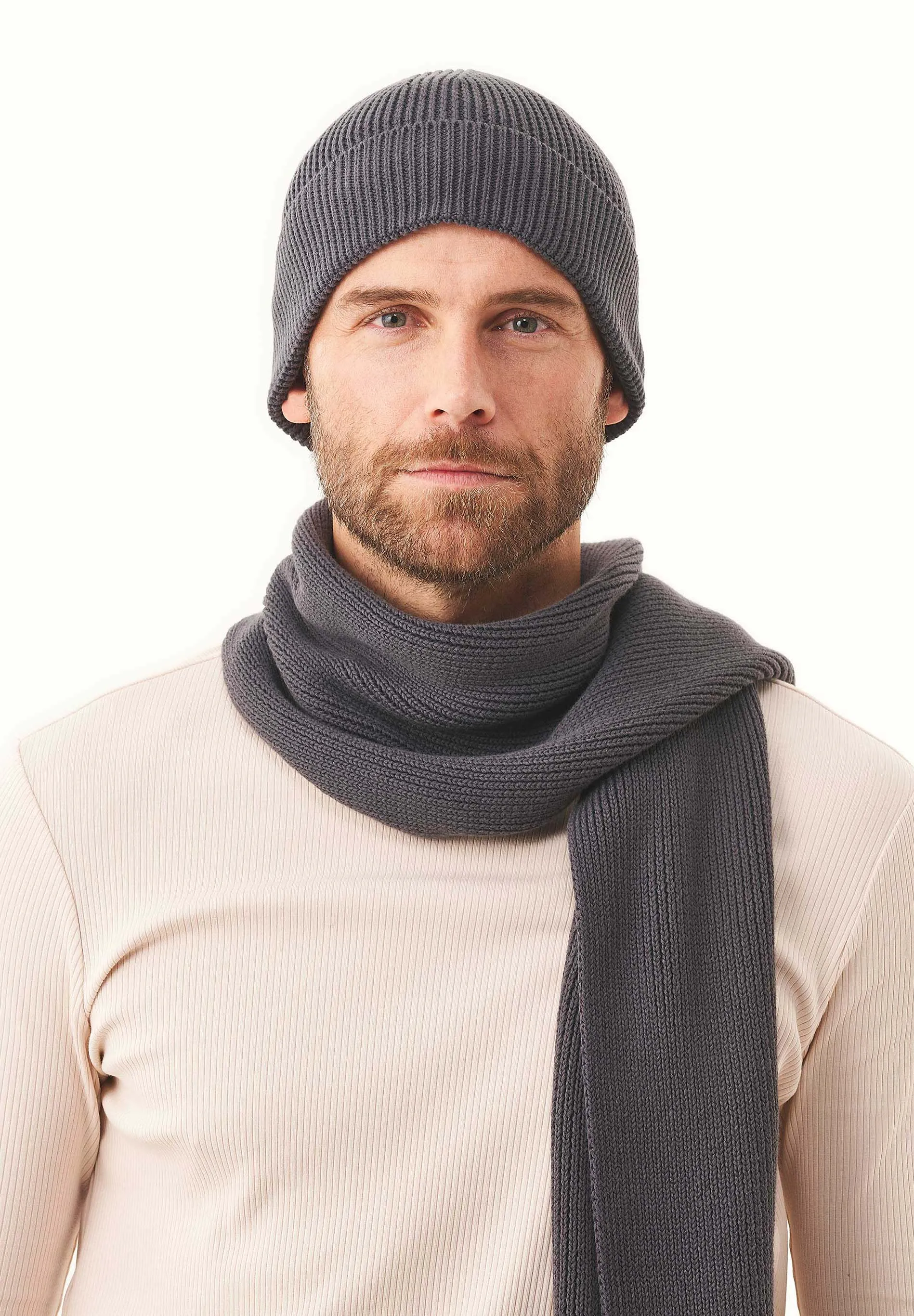 Knitted Organic Cotton Beanie Asphalt sold by Ivalo.com product image thumbnail 5