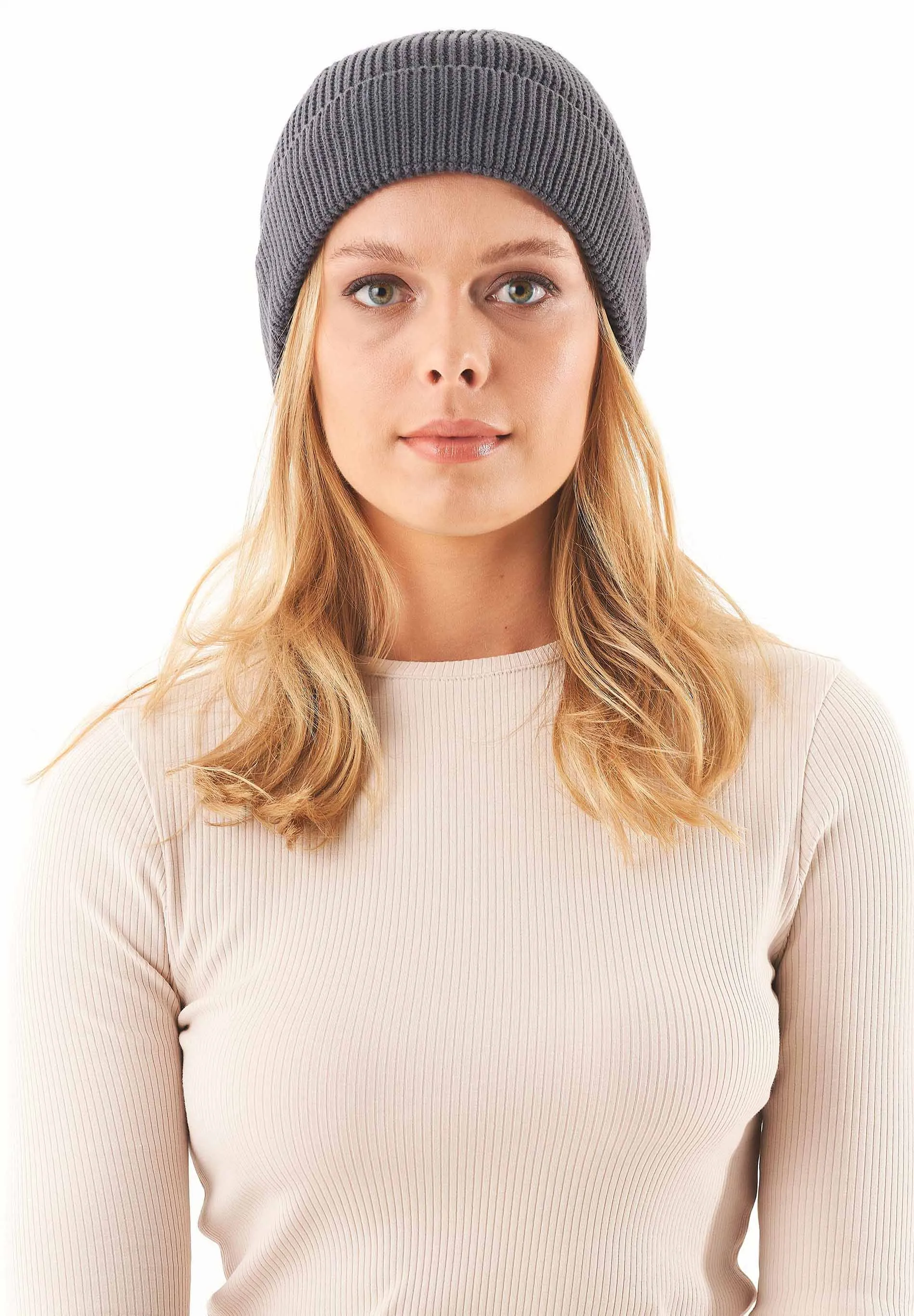 Knitted Organic Cotton Beanie Asphalt sold by Ivalo.com product image thumbnail 3