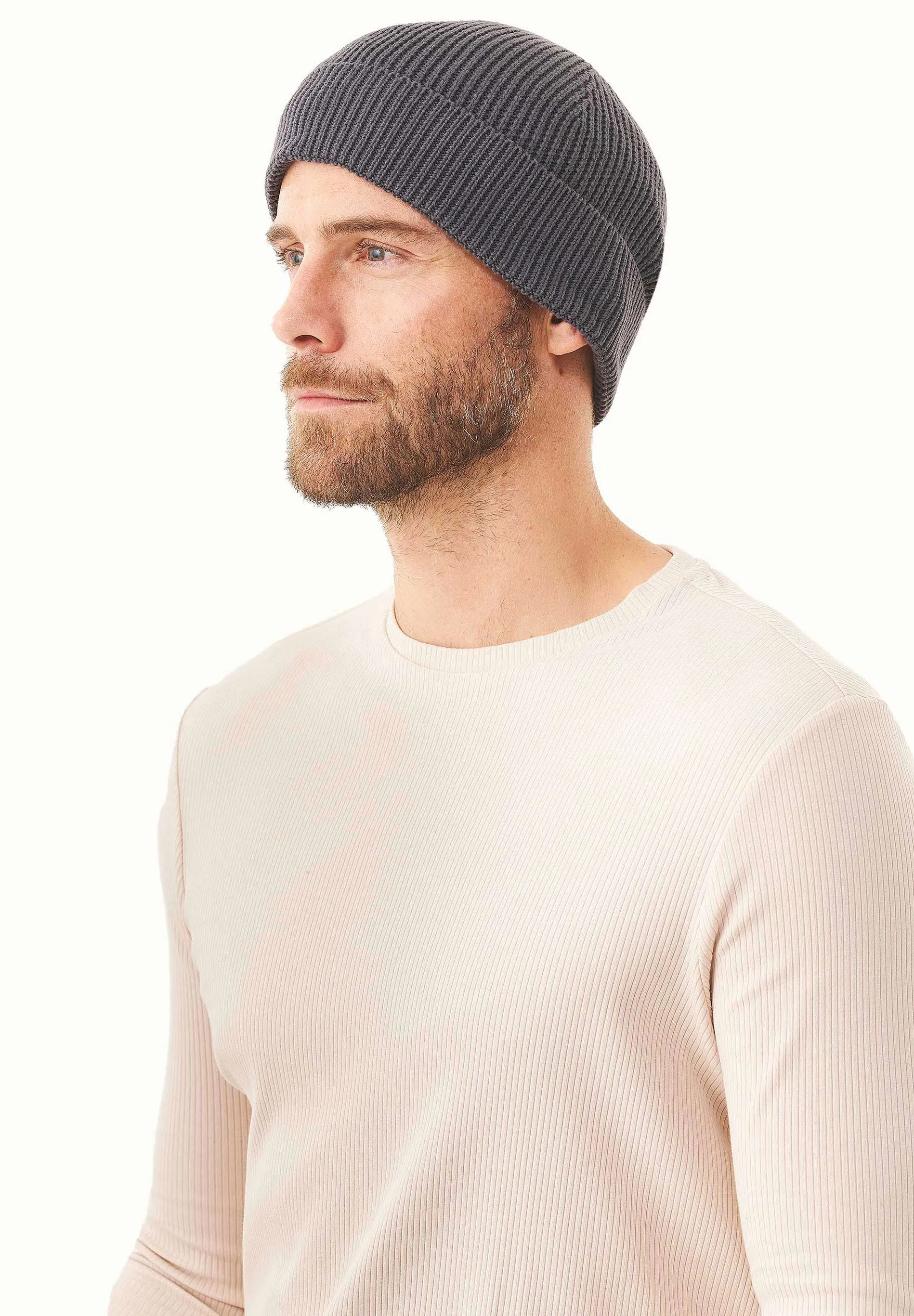 Knitted Organic Cotton Beanie Asphalt sold by Ivalo.com product image thumbnail 4