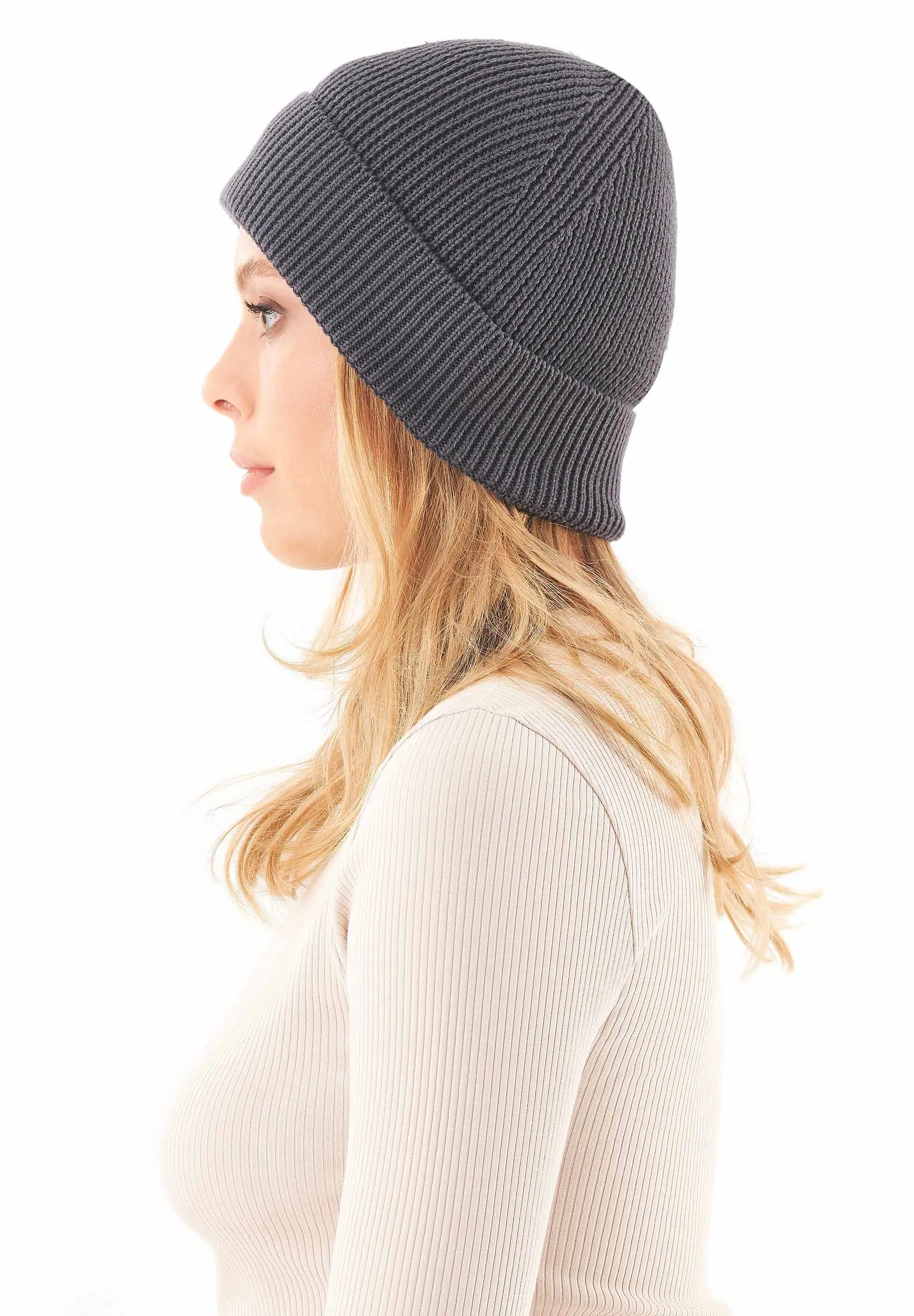 Knitted Organic Cotton Beanie Asphalt sold by Ivalo.com product image thumbnail 2