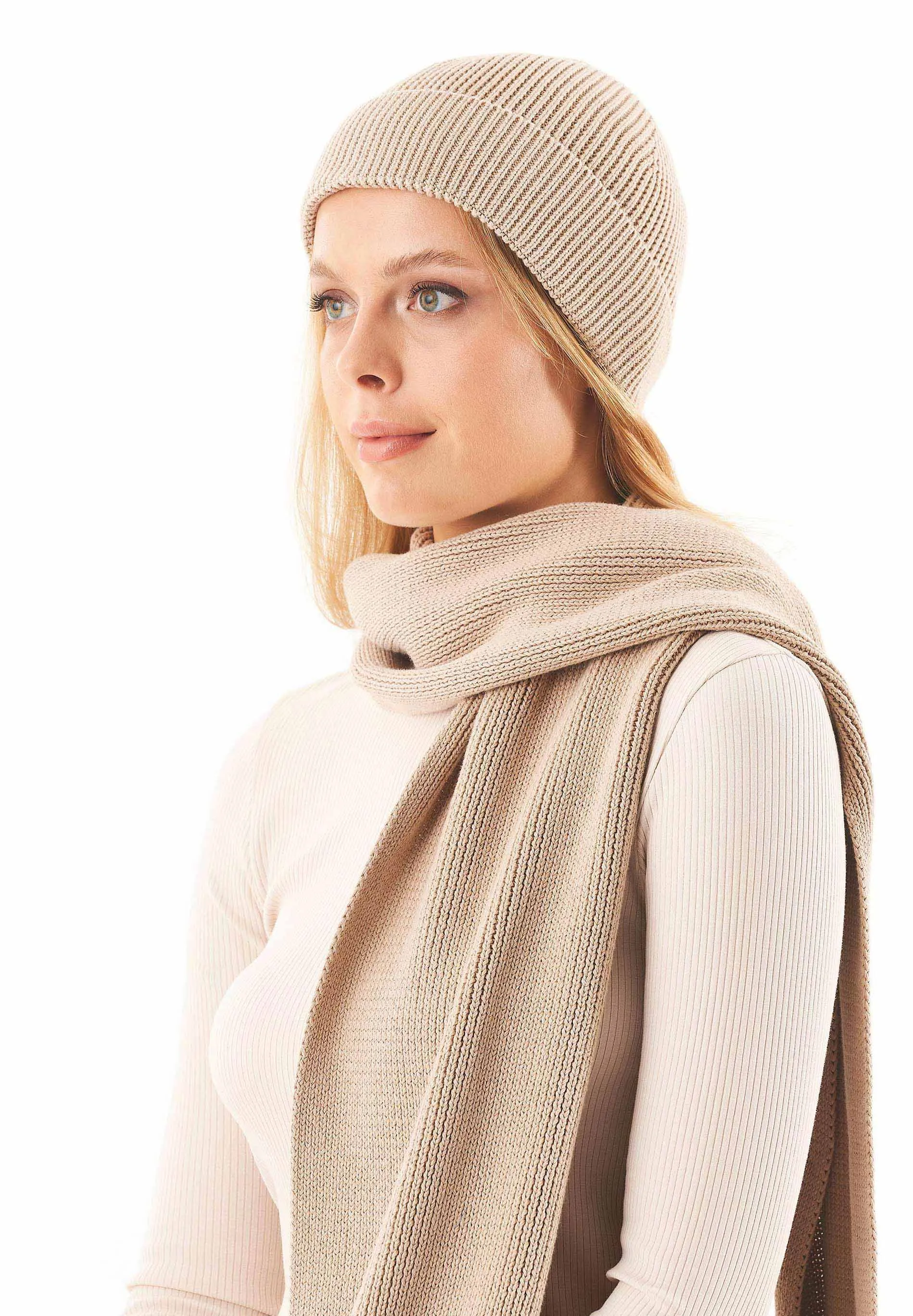 Knitted Organic Cotton Beanie Beige sold by Ivalo.com product image thumbnail 3