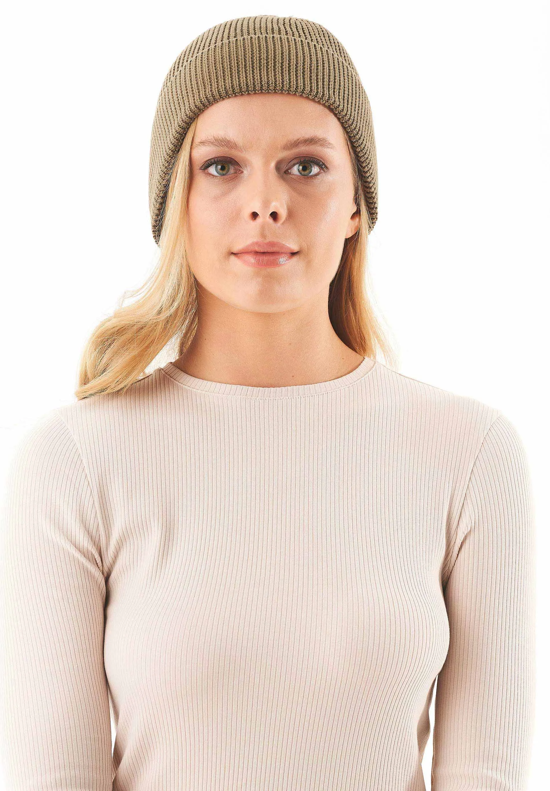 Knitted Organic Cotton Beanie Olive Oil sold by Ivalo.com product image thumbnail 3