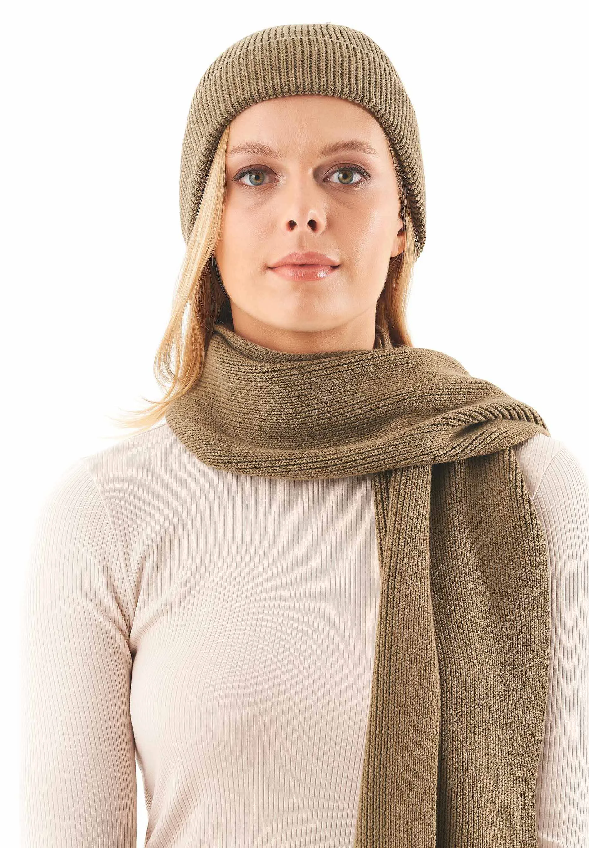 Knitted Organic Cotton Beanie Olive Oil sold by Ivalo.com product image thumbnail 5