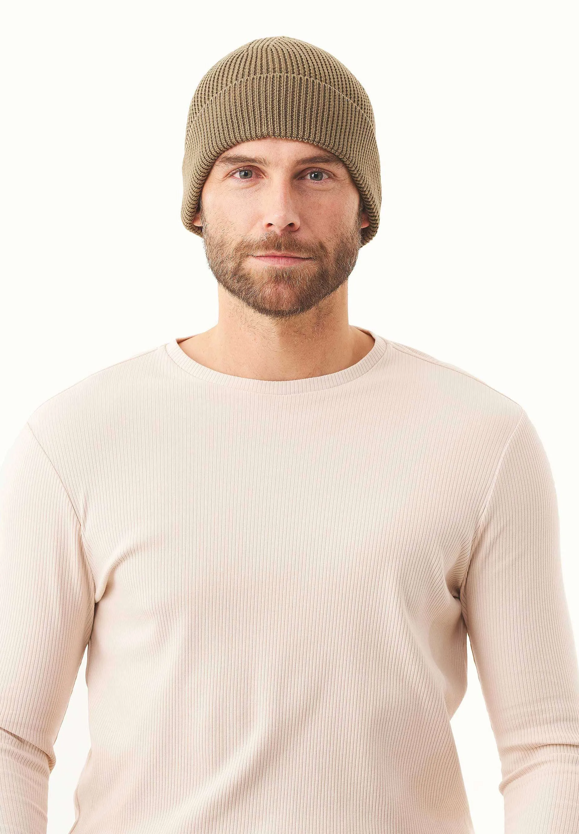 Knitted Organic Cotton Beanie Olive Oil sold by Ivalo.com