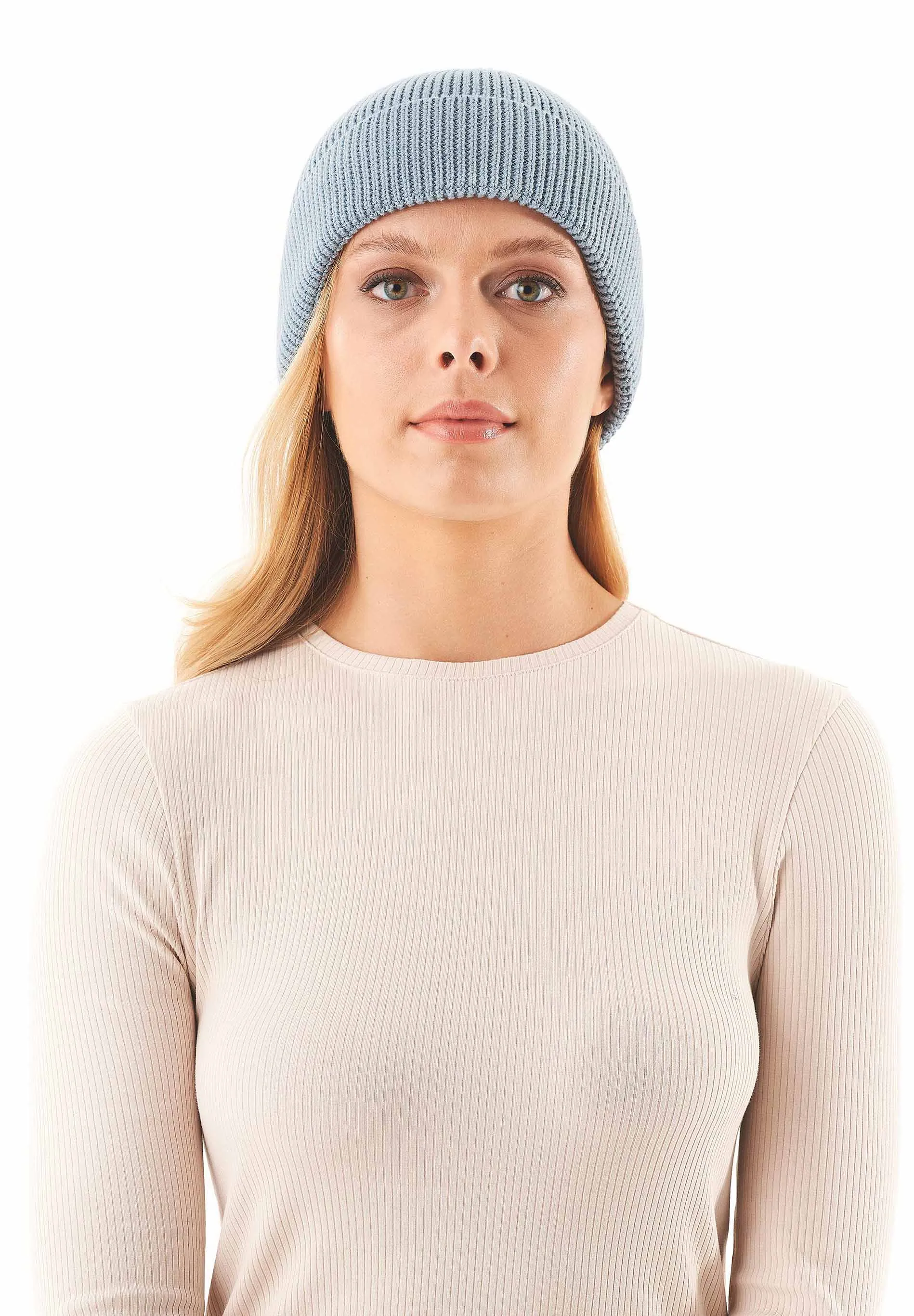Knitted Organic Cotton Beanie Dusty Blue sold by Ivalo.com product image thumbnail 3