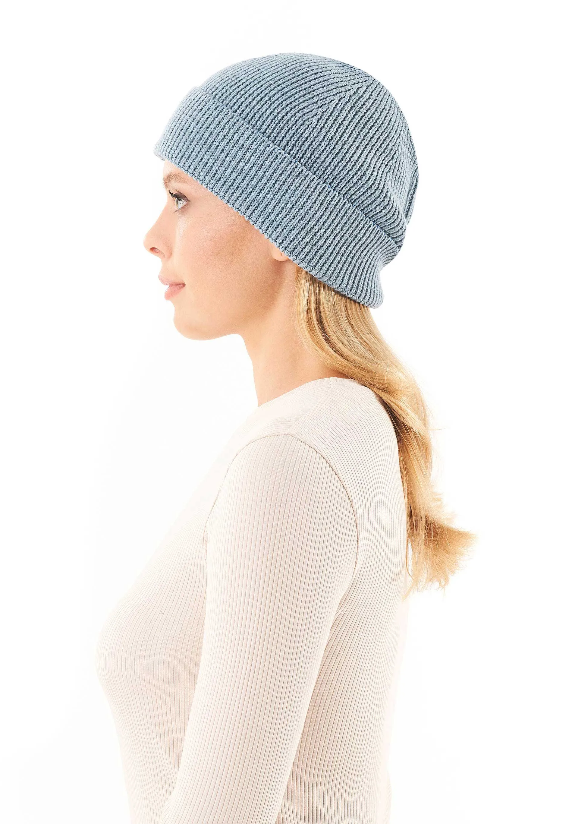 Knitted Organic Cotton Beanie Dusty Blue sold by Ivalo.com product image thumbnail 2