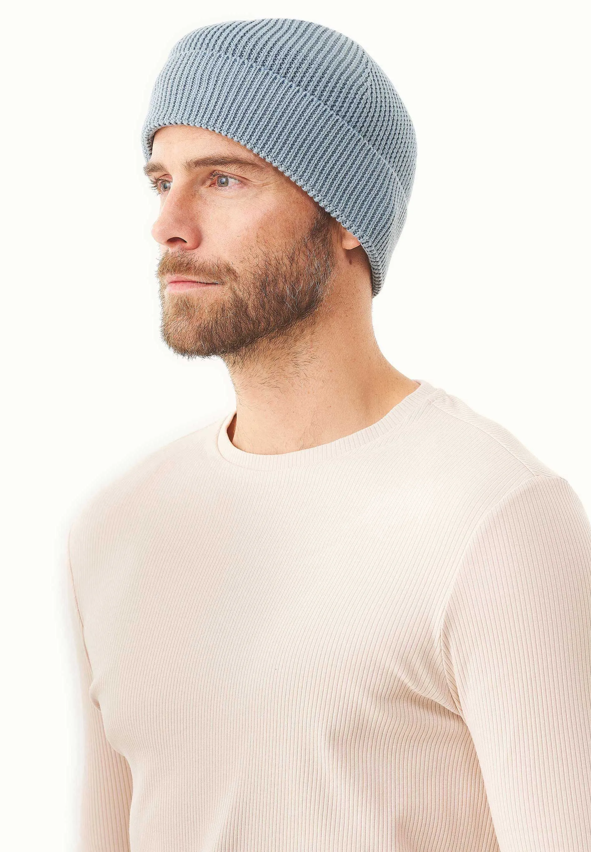 Knitted Organic Cotton Beanie Dusty Blue sold by Ivalo.com