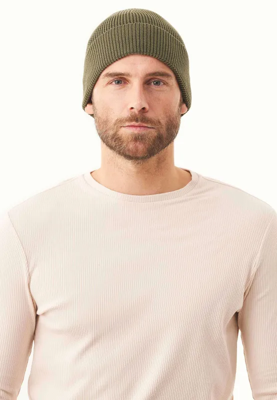 Knitted Organic Cotton Beanie Military Olive sold by Ivalo.com