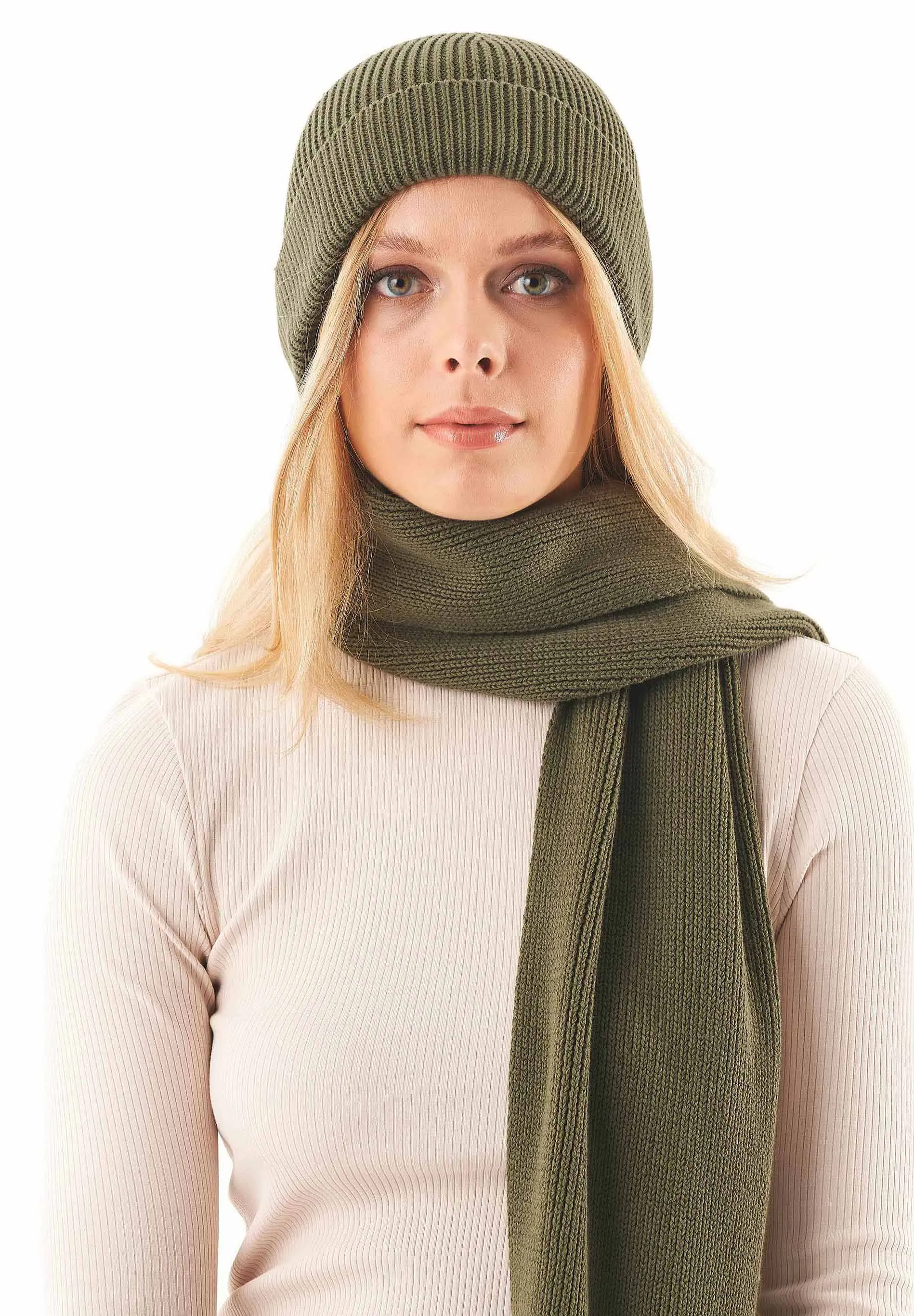 Knitted Organic Cotton Beanie Military Olive sold by Ivalo.com product image thumbnail 5
