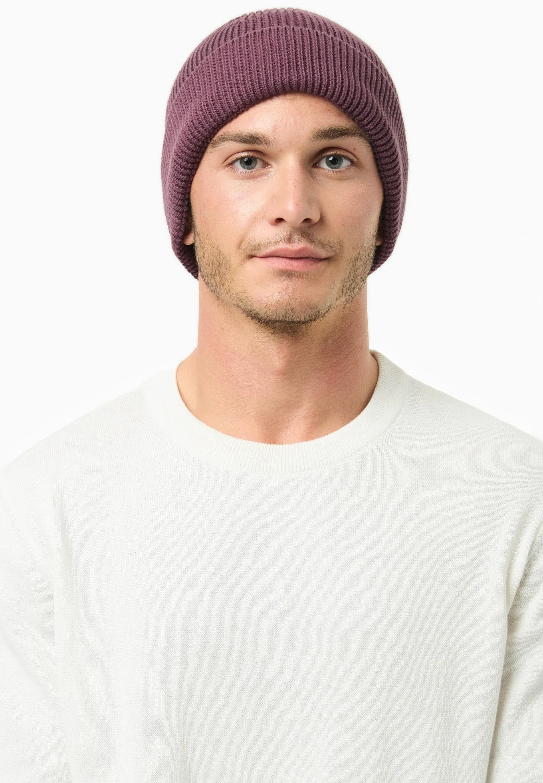 Knitted Organic Cotton Beanie Dark Fig sold by Ivalo.com