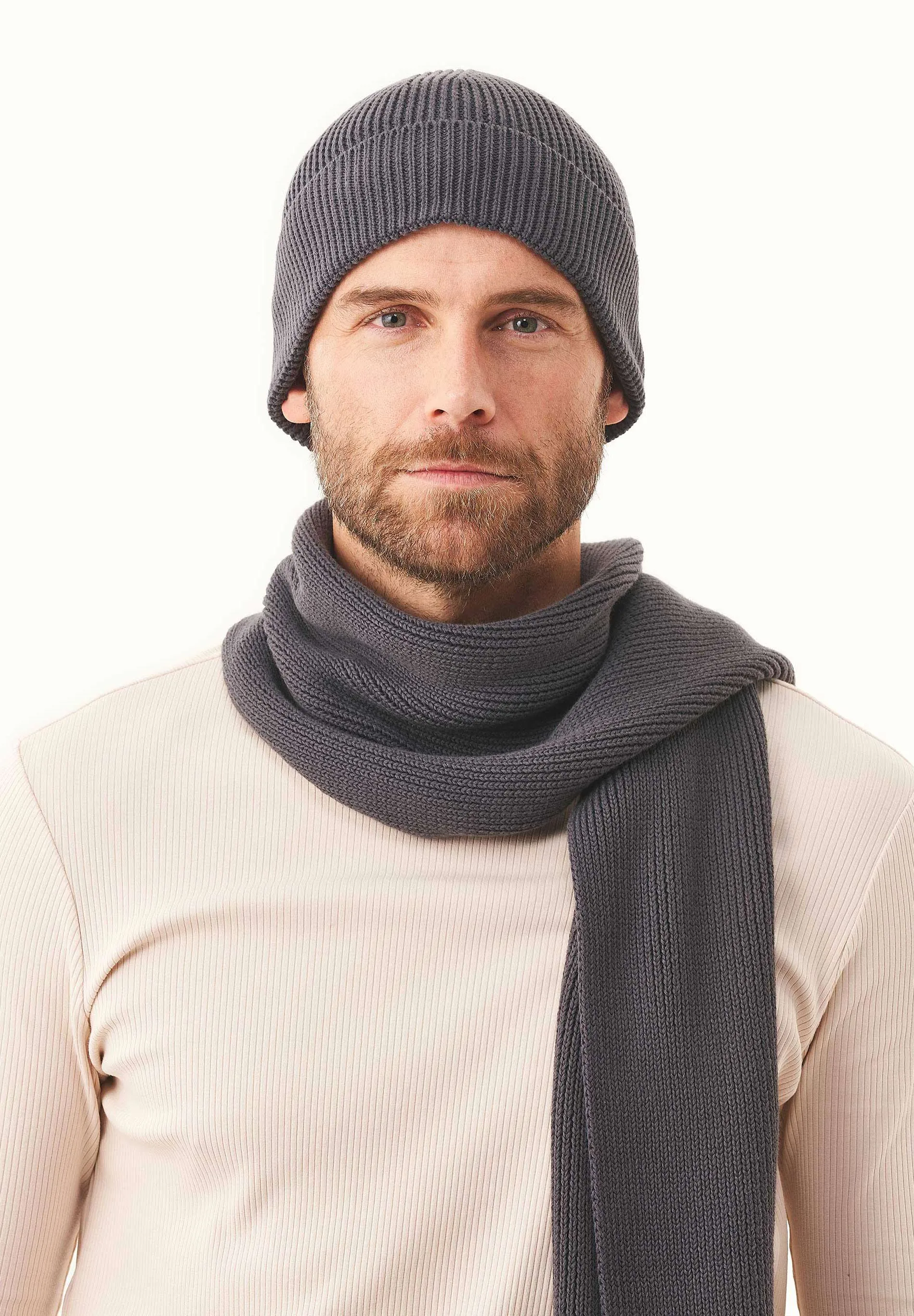 Knitted Organic Cotton Scarf Asphalt sold by Ivalo.com product image thumbnail 3