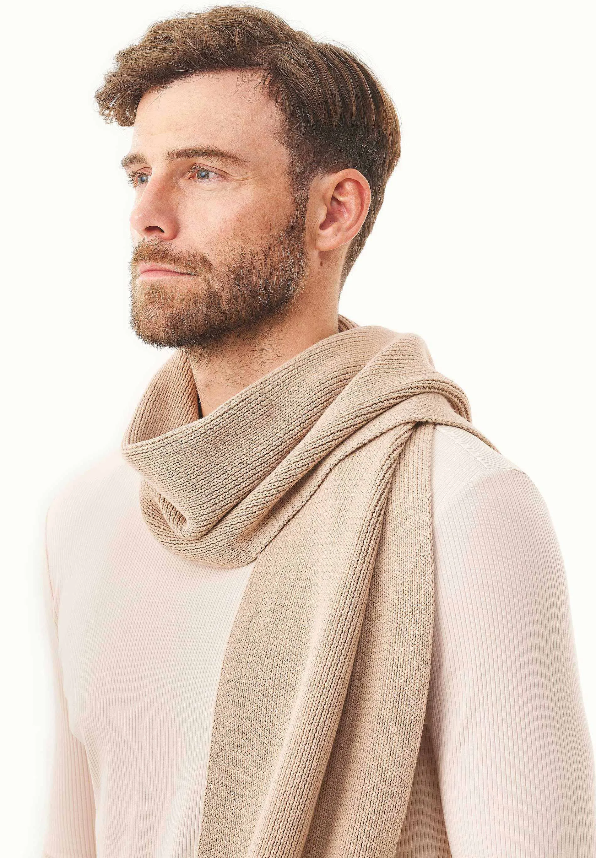 Knitted Organic Cotton Scarf Beige sold by Ivalo.com product image thumbnail 5
