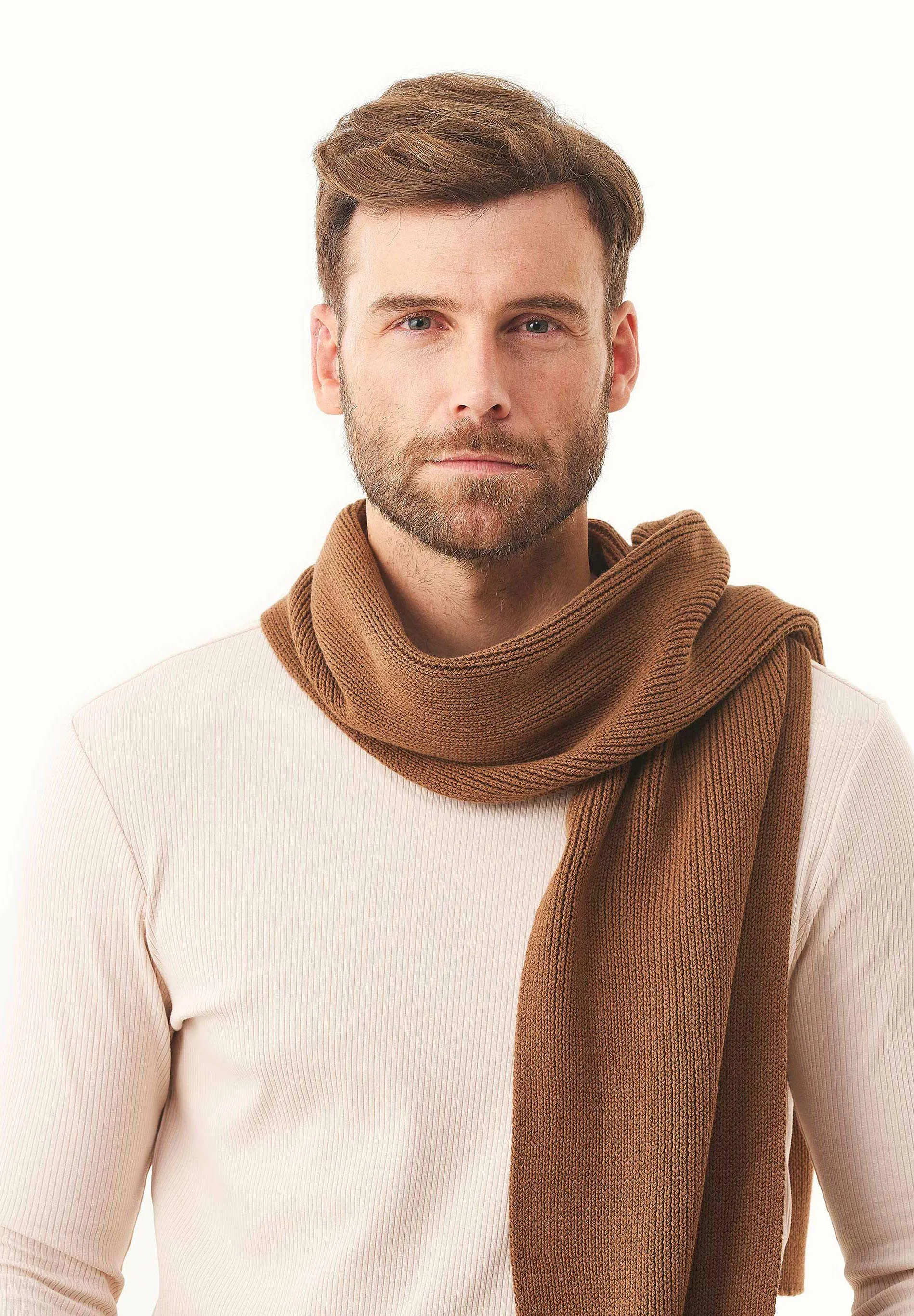 Knitted Organic Cotton Scarf Camel sold by Ivalo.com product image thumbnail 4