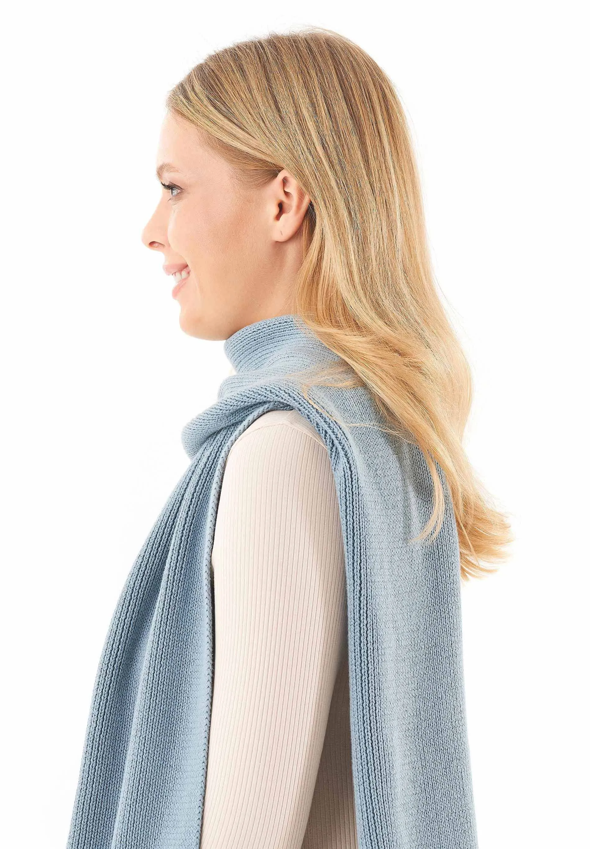 Knitted Organic Cotton Scarf Dusty Blue sold by Ivalo.com product image thumbnail 5