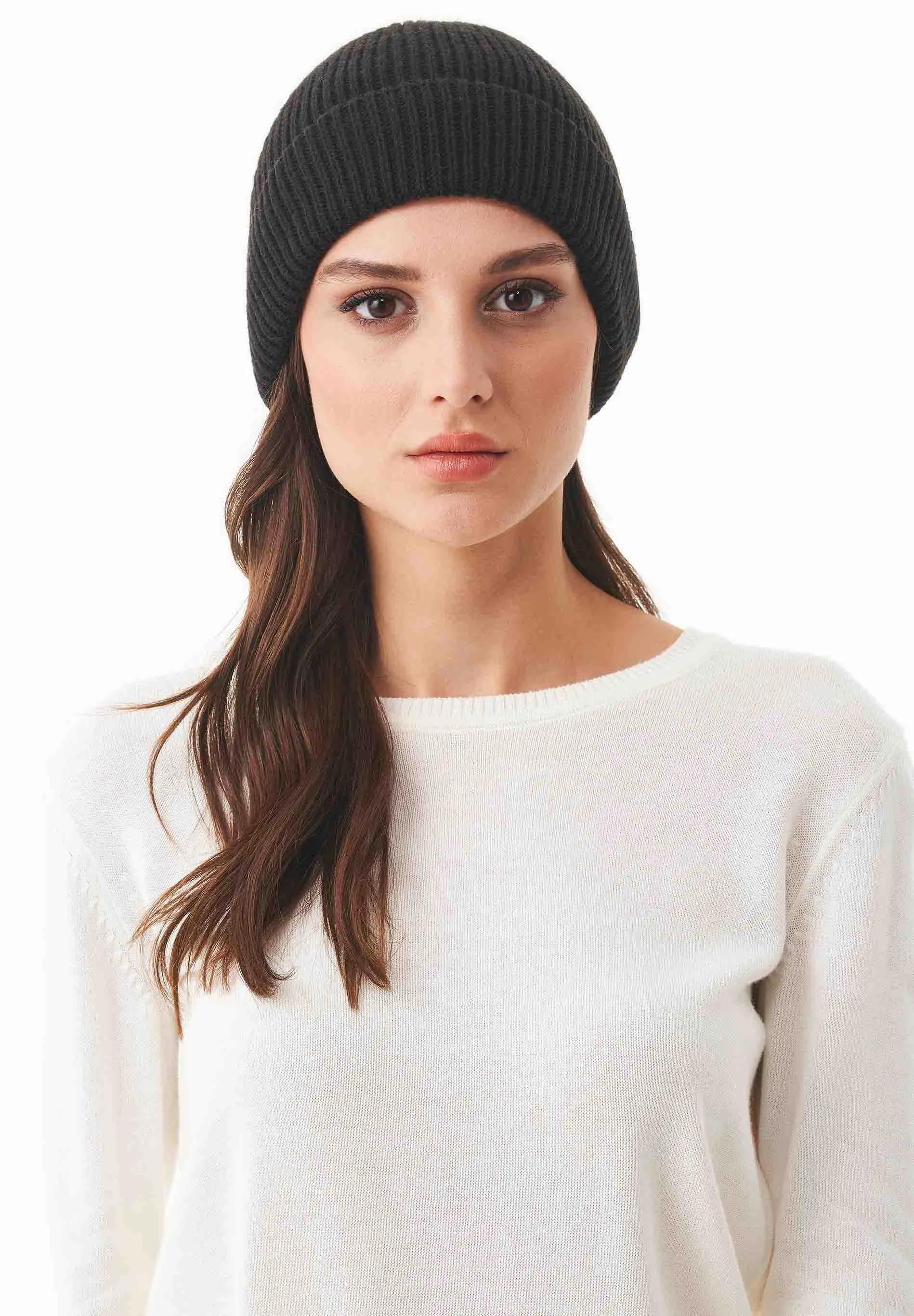 Ribbed Merino Wool Blend Beanie Black sold by Ivalo.com