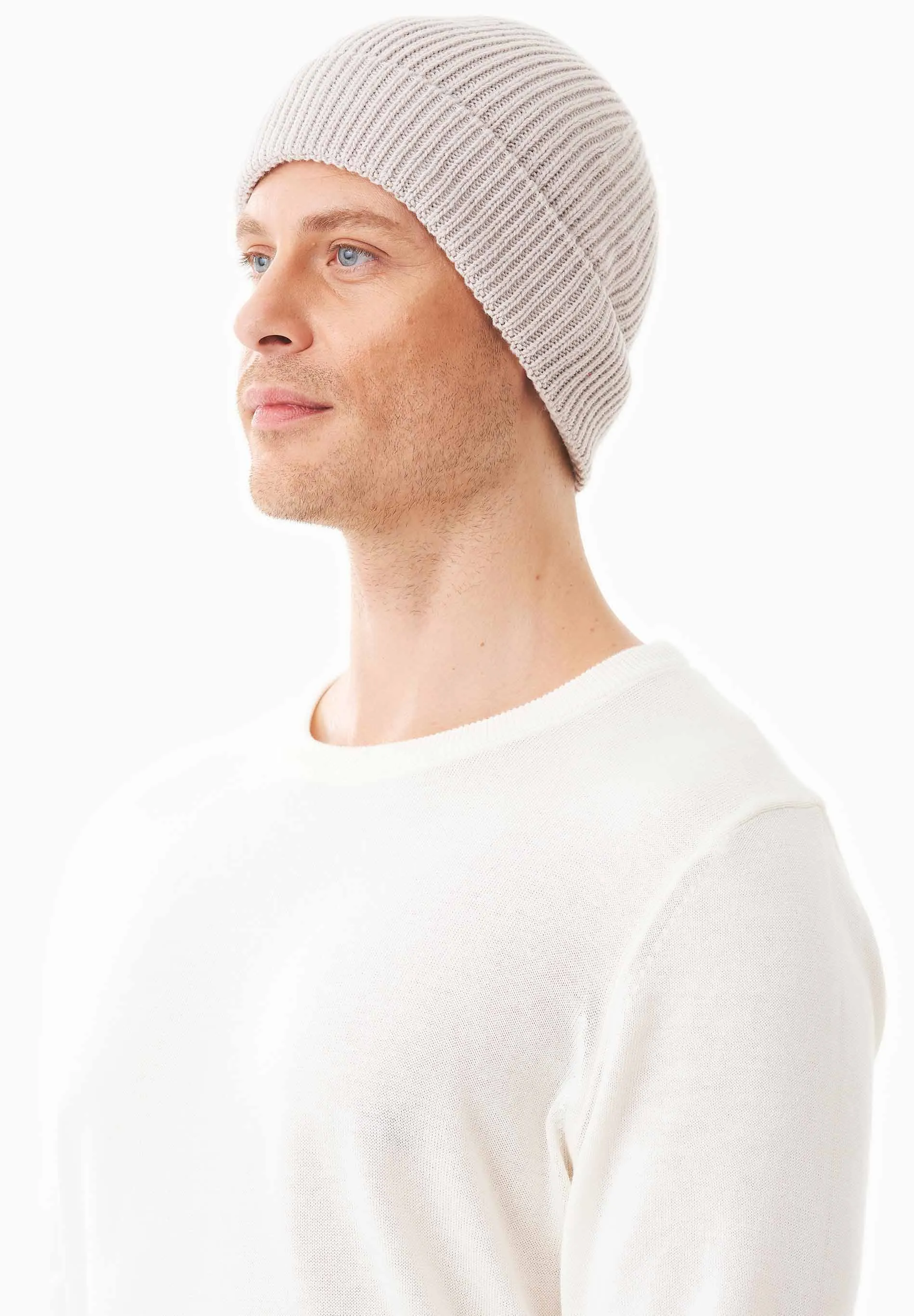 Ribbed Merino Wool Blend Beanie Stone sold by Ivalo.com product image thumbnail 2