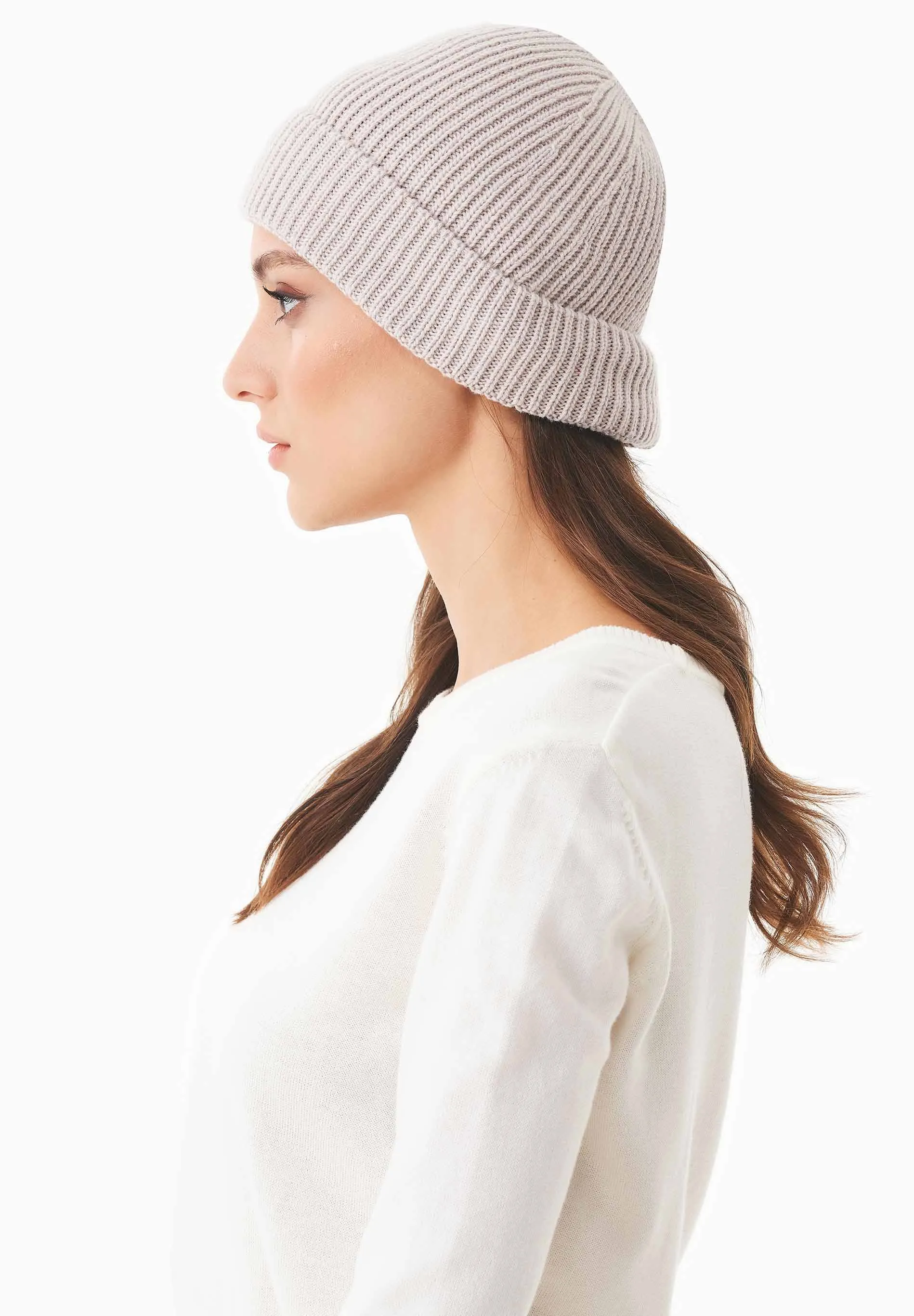 Ribbed Merino Wool Blend Beanie Stone sold by Ivalo.com product image thumbnail 5