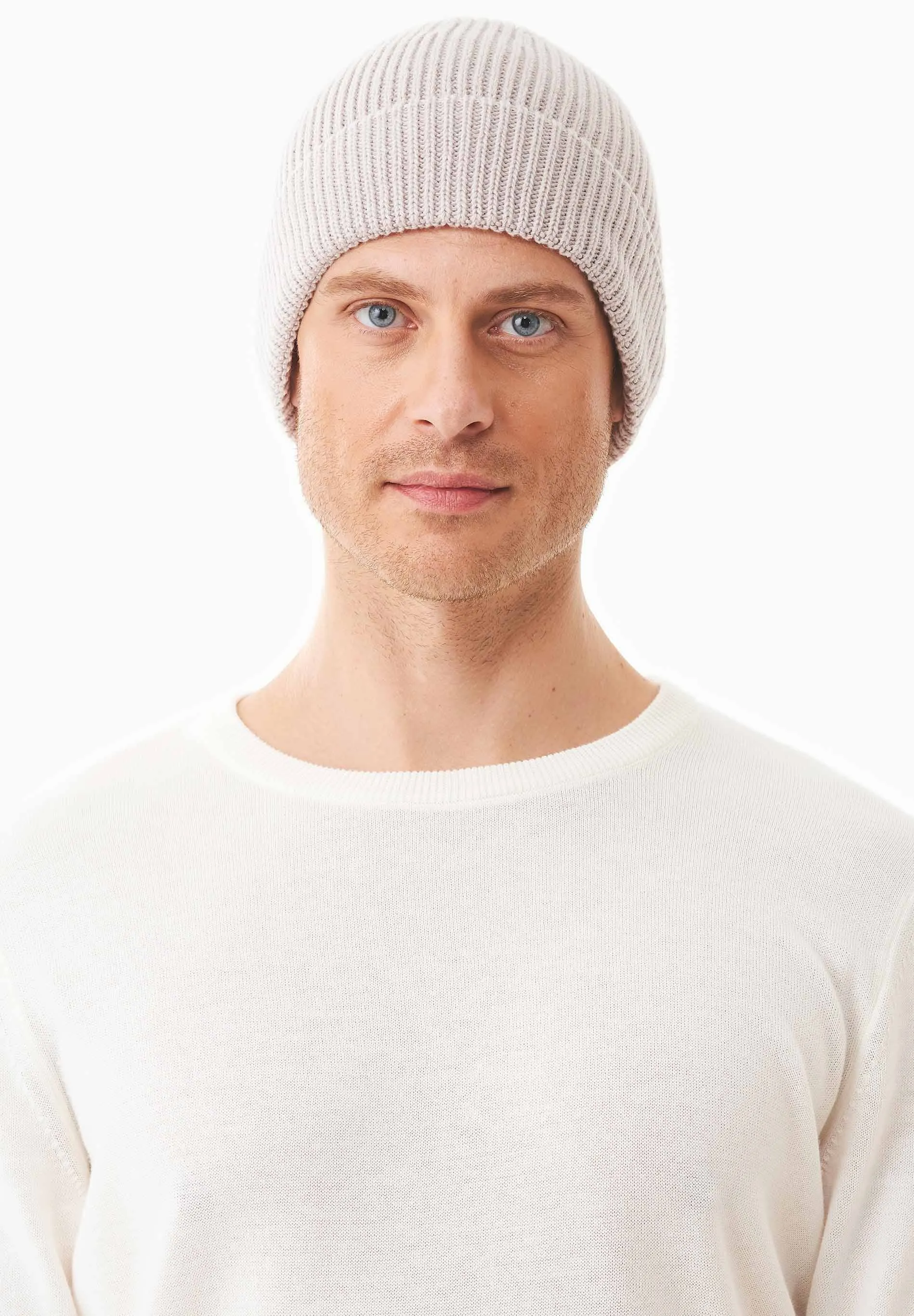 Ribbed Merino Wool Blend Beanie Stone sold by Ivalo.com product image thumbnail 3