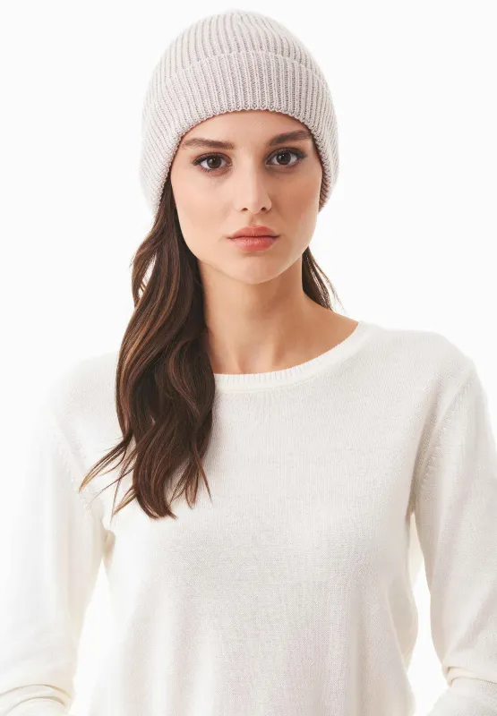 Ribbed Merino Wool Blend Beanie Stone sold by Ivalo.com
