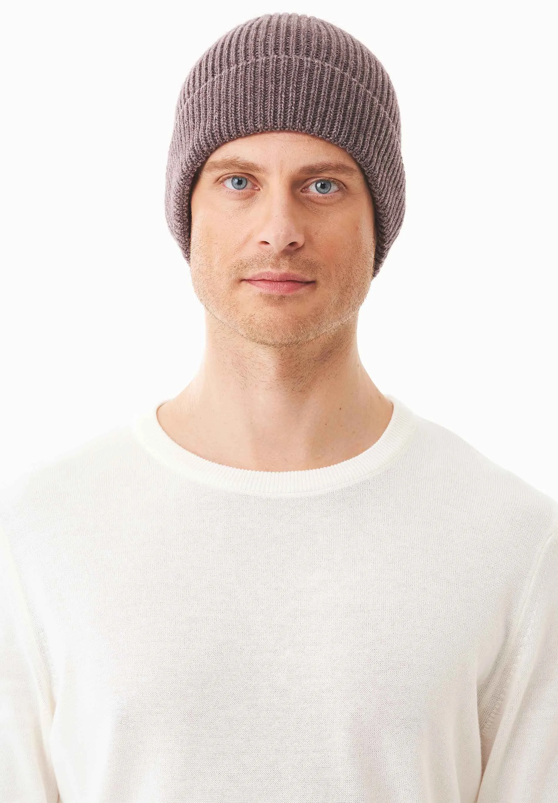 Ribbed Merino Wool Blend Beanie Light Brown sold by Ivalo.com