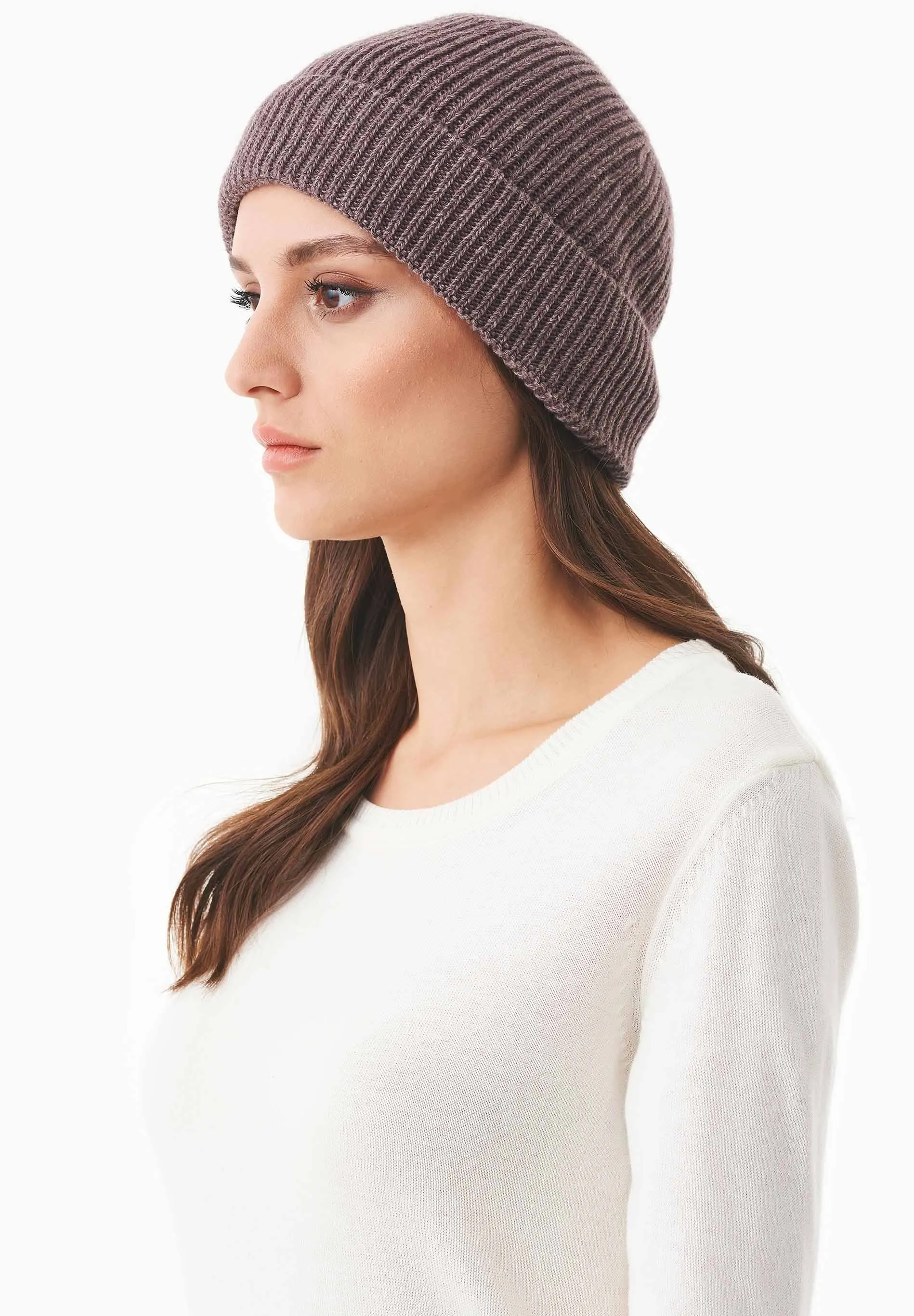 Ribbed Merino Wool Blend Beanie Light Brown sold by Ivalo.com product image thumbnail 2