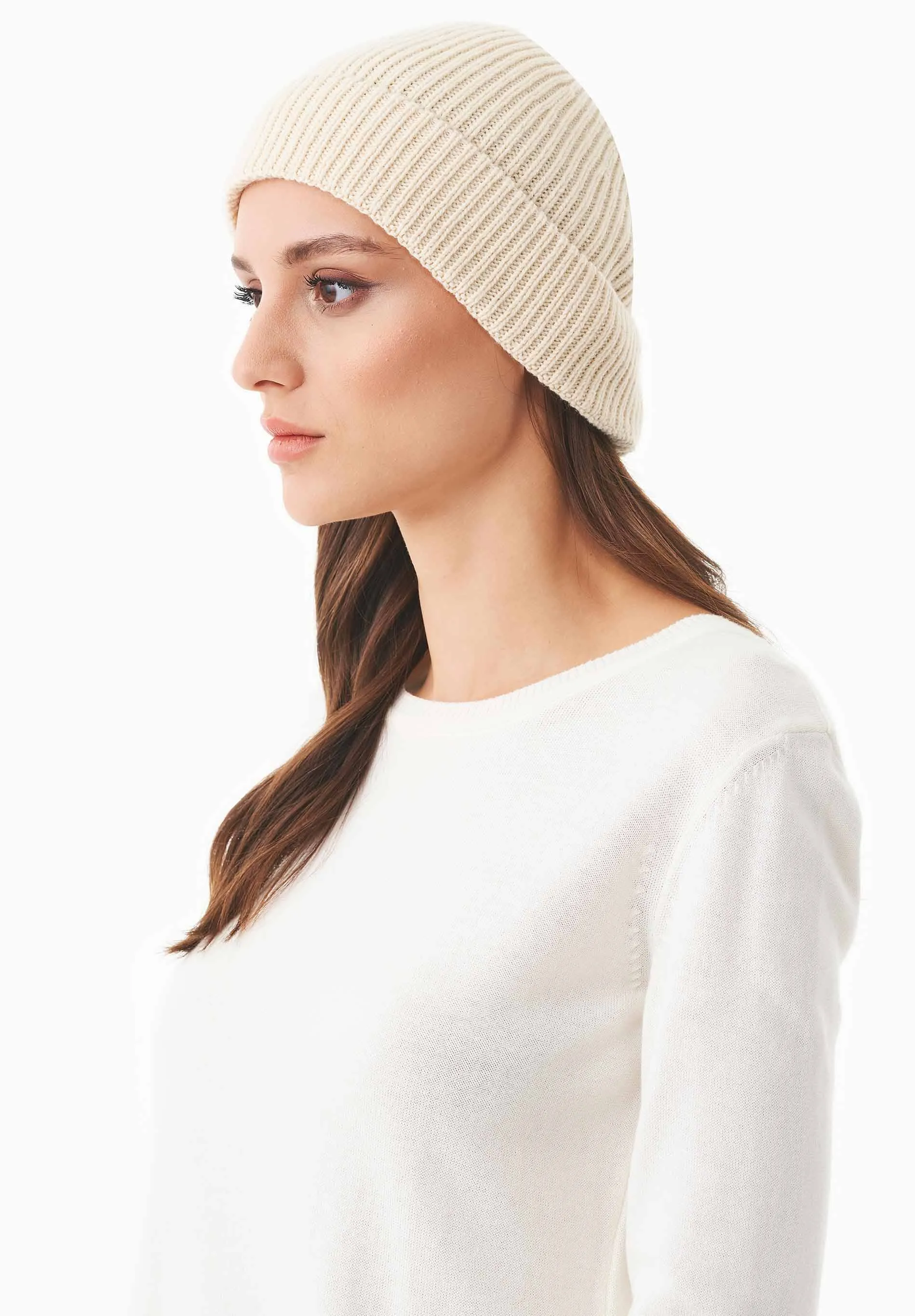Ribbed Merino Wool Blend Beanie Off White sold by Ivalo.com product image thumbnail 3