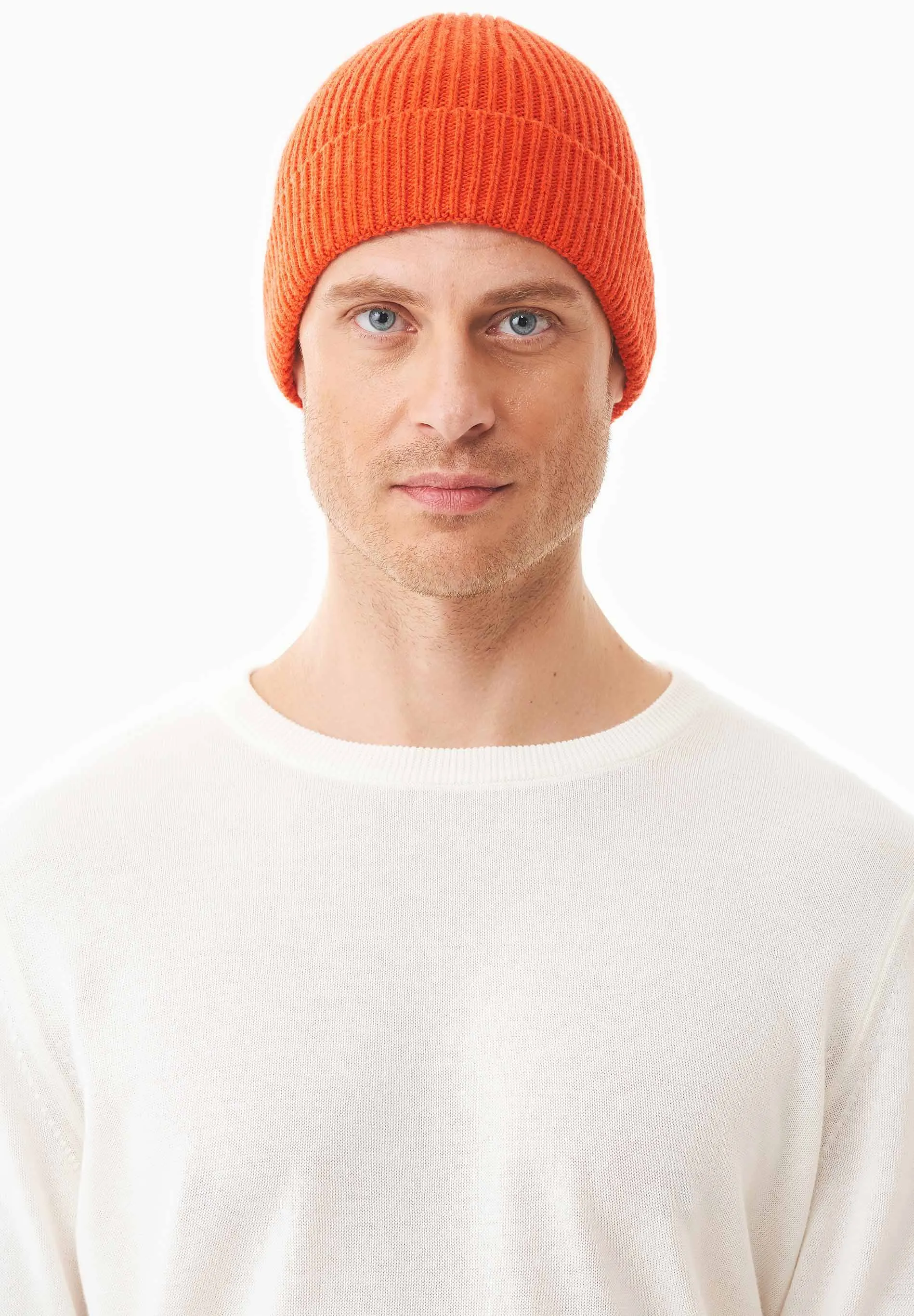 Ribbed Merino Wool Blend Beanie Saffron sold by Ivalo.com