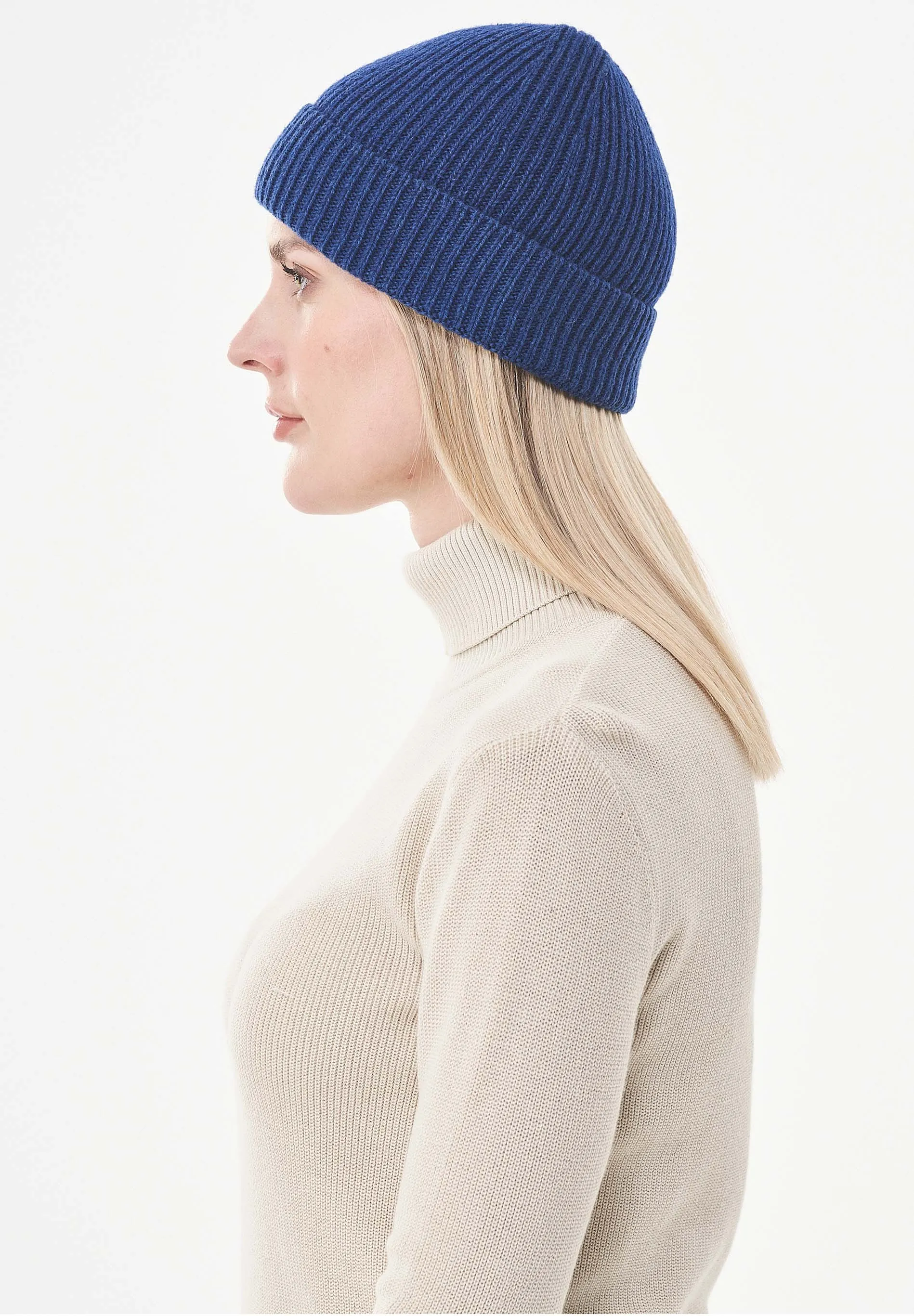 Ribbed Merino Wool Blend Beanie Petrol Blue sold by Ivalo.com product image thumbnail 2