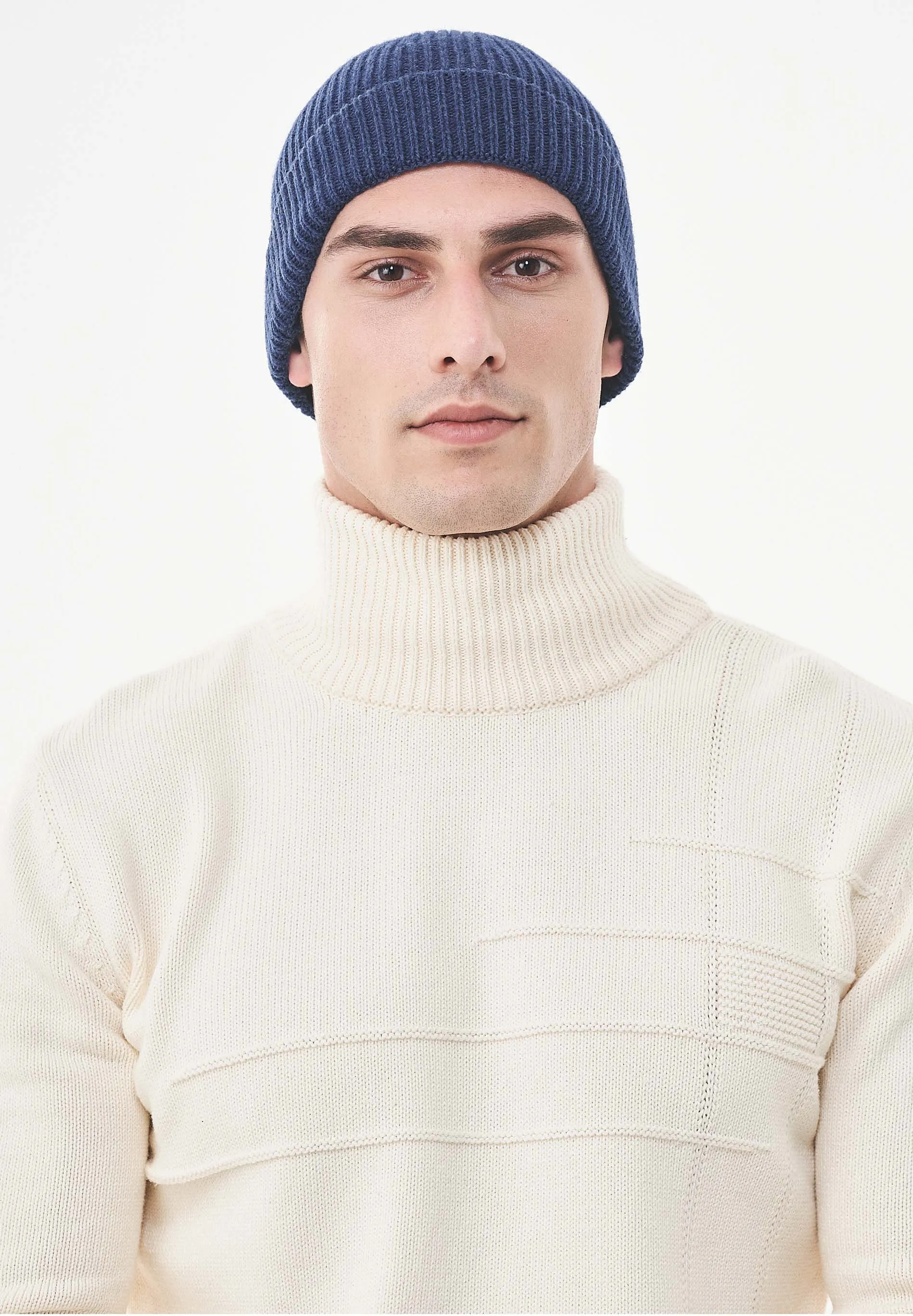 Ribbed Merino Wool Blend Beanie Petrol Blue sold by Ivalo.com