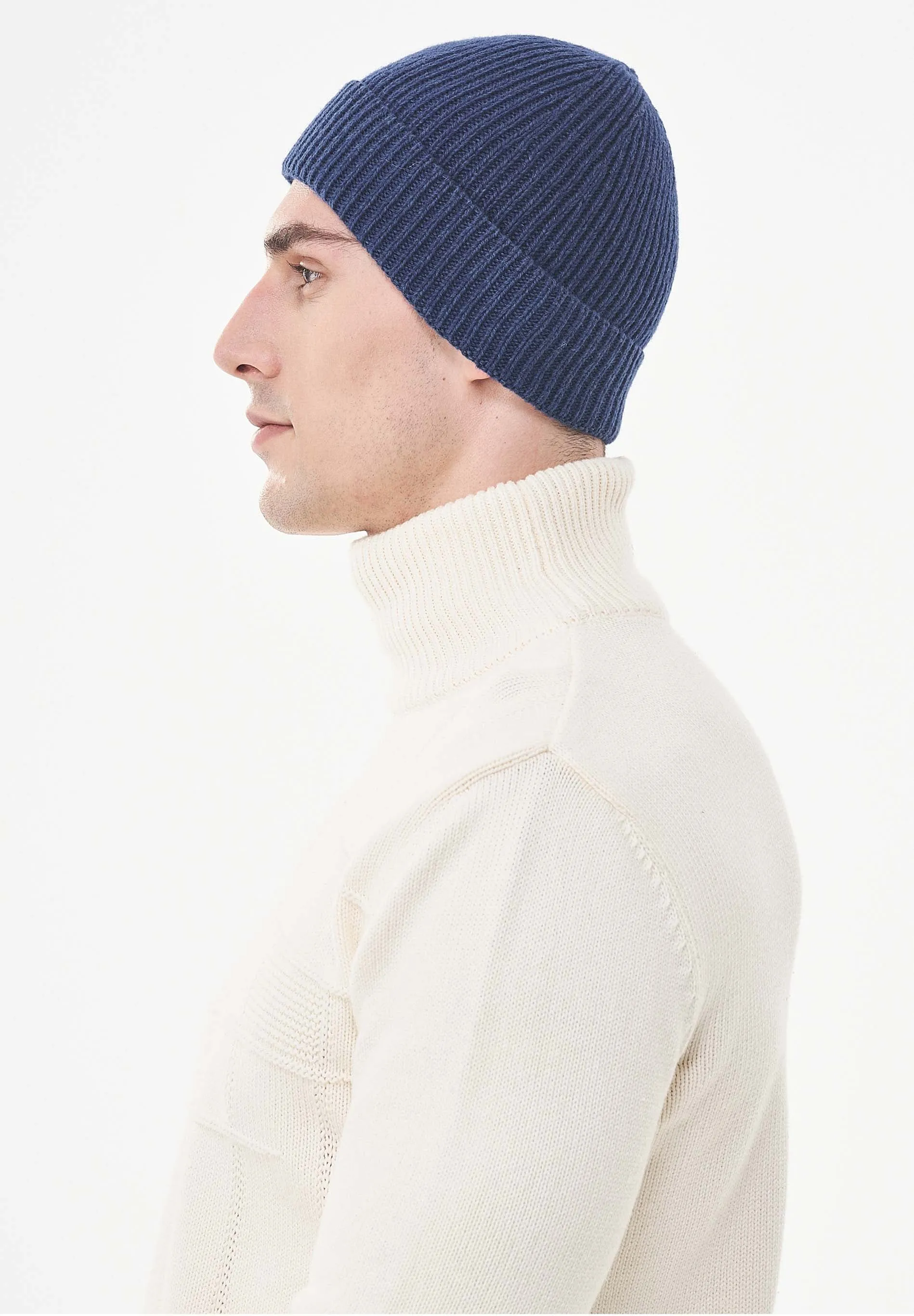 Ribbed Merino Wool Blend Beanie Petrol Blue sold by Ivalo.com product image thumbnail 4