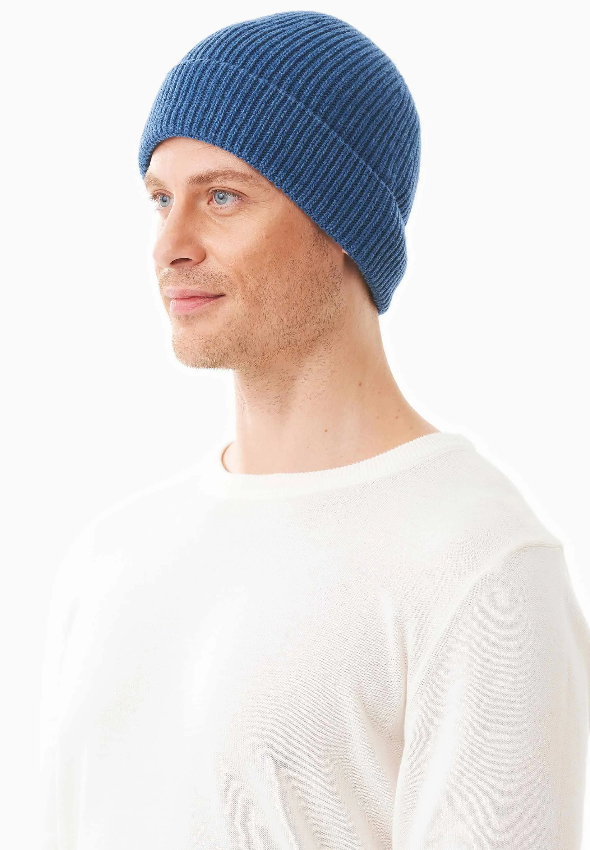 Ribbed Merino Wool Blend Beanie Blue sold by Ivalo.com product image thumbnail 4