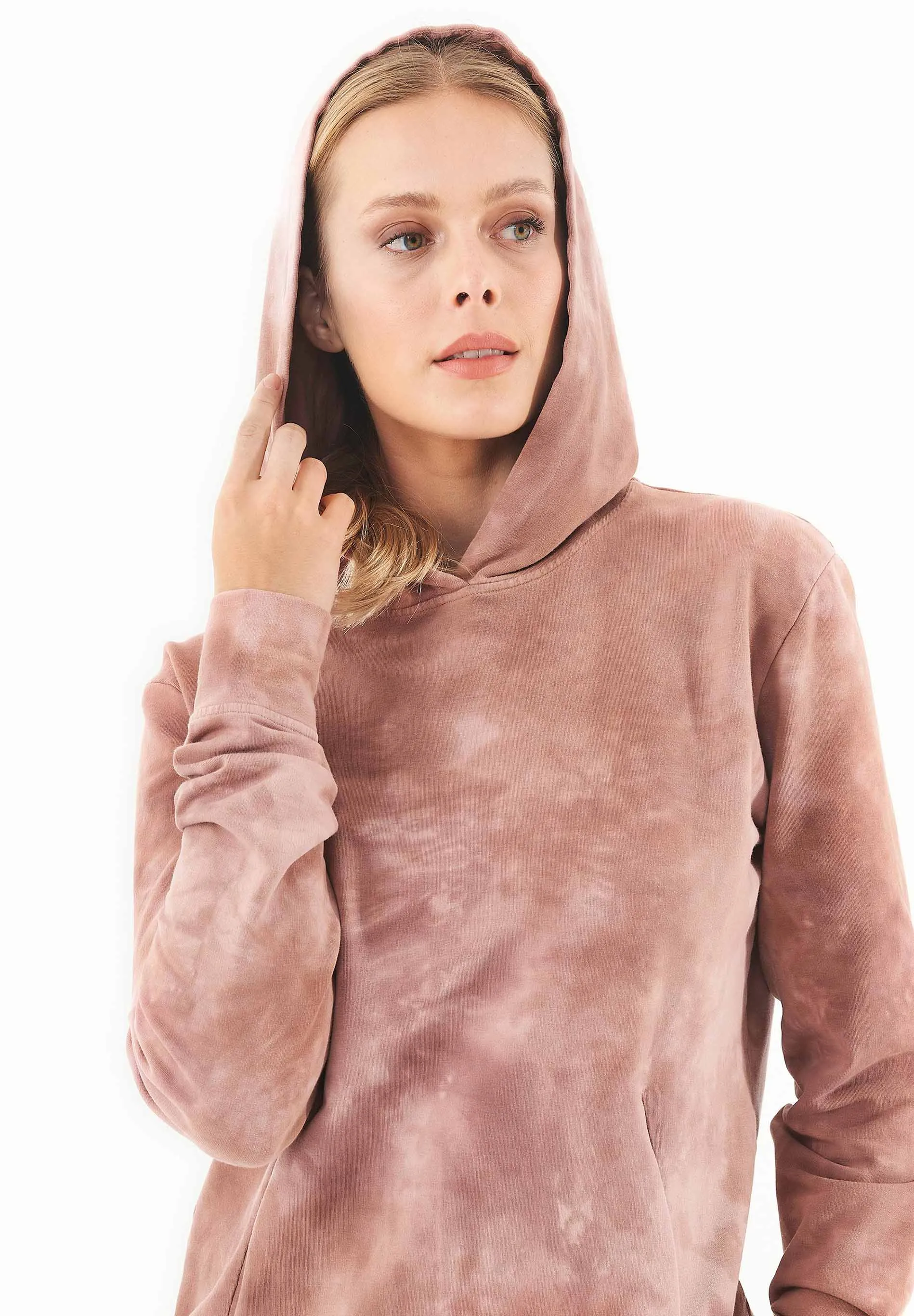 Tie-Dye Organic Cotton Hoodie Misty Rose sold by Ivalo.com product image thumbnail 5