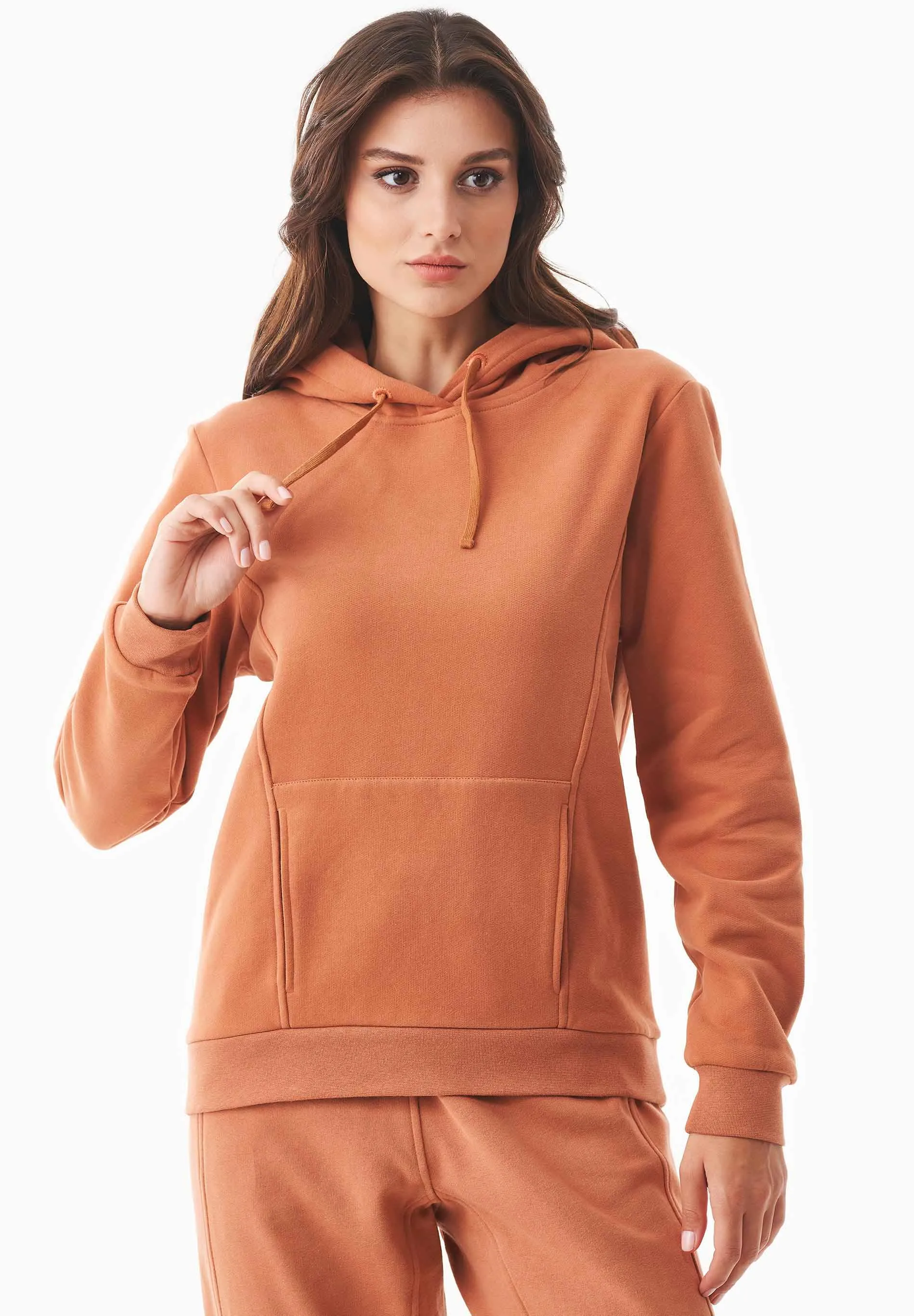 Women's Soft Touch Hoodie With Seam Details Copper sold by Ivalo.com