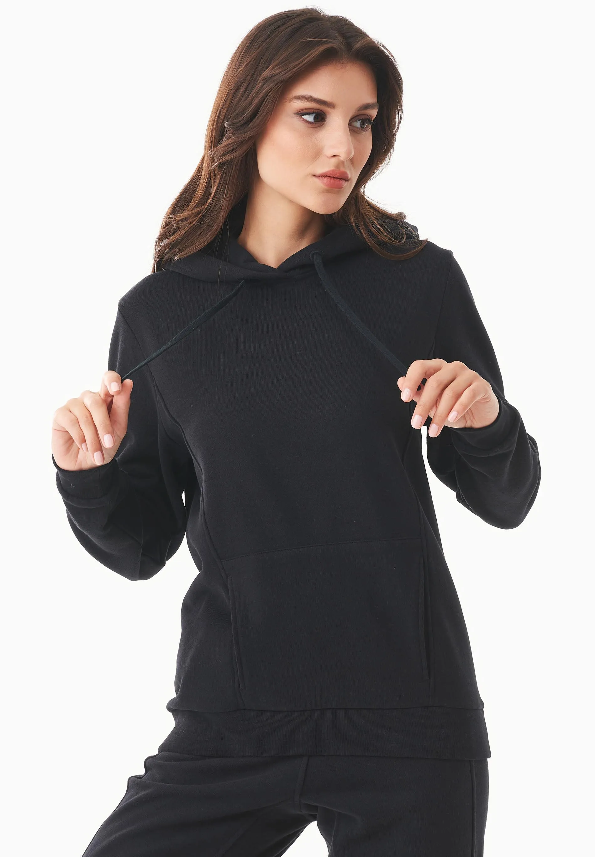 Women's Soft Touch Hoodie With Seam Details Black sold by Ivalo.com