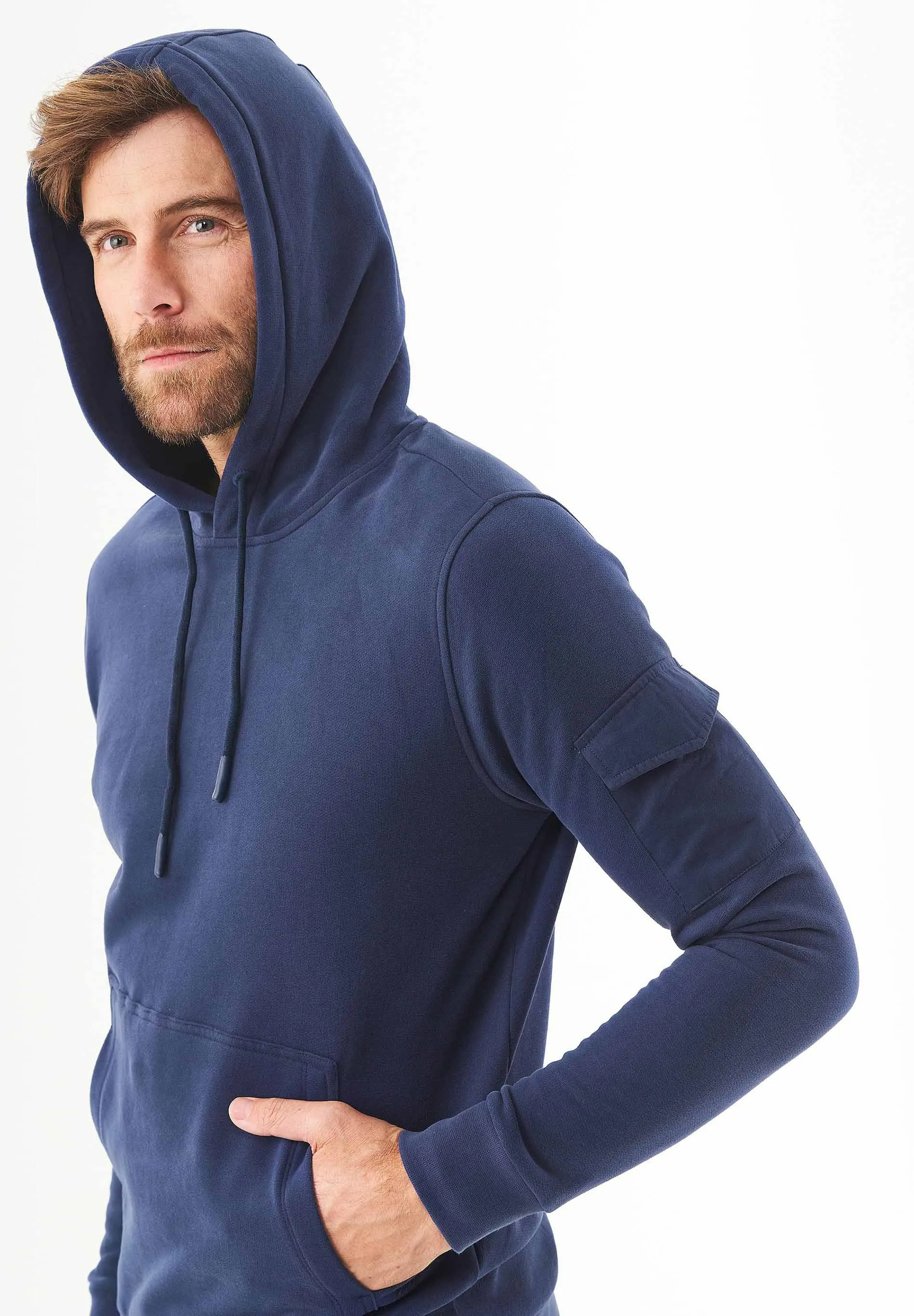 Men's Soft Touch Hoodie With Sleeve Pocket Navy sold by Ivalo.com product image thumbnail 4