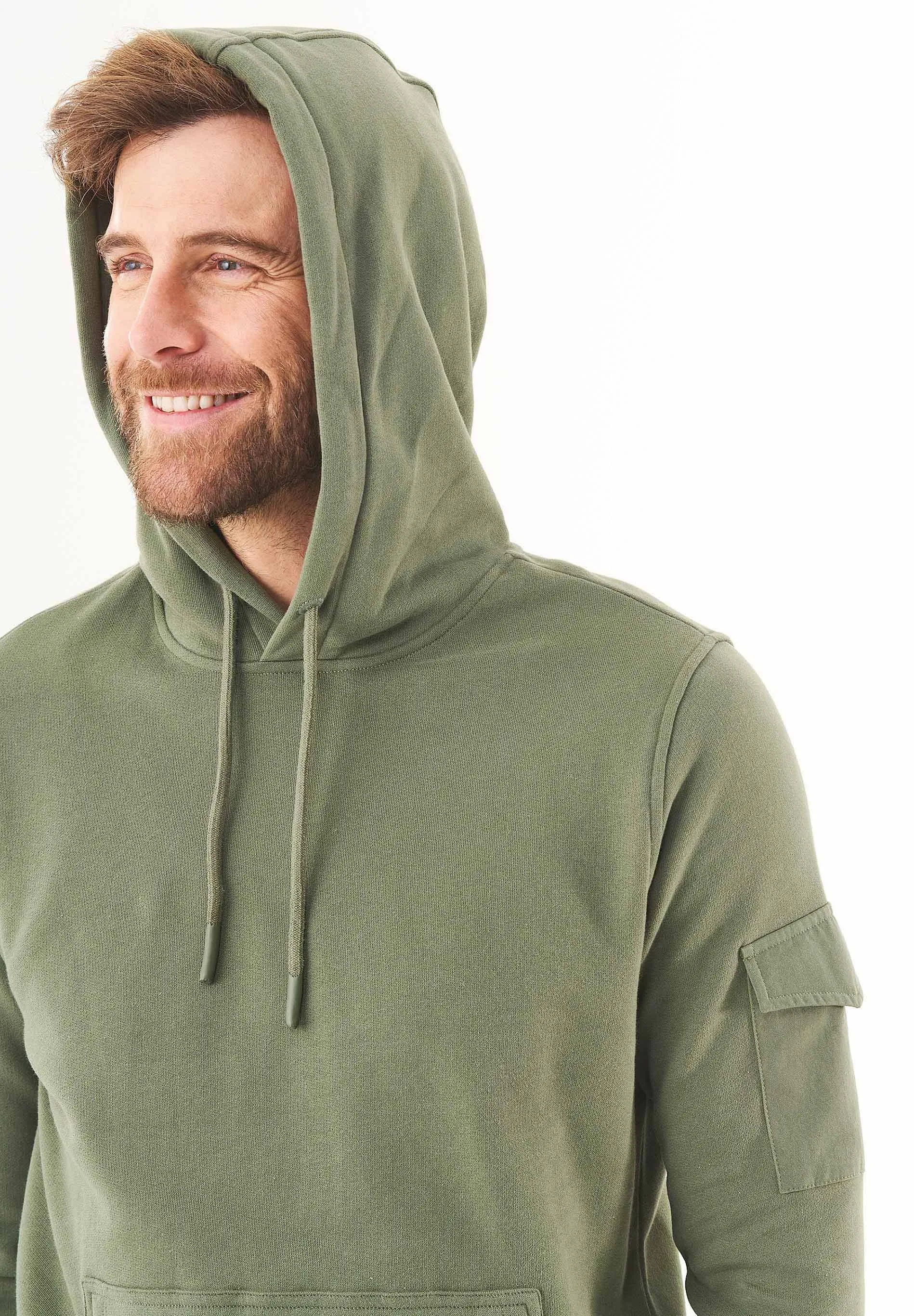 Men's Soft Touch Hoodie With Sleeve Pocket Mid Olive sold by Ivalo.com product image thumbnail 4