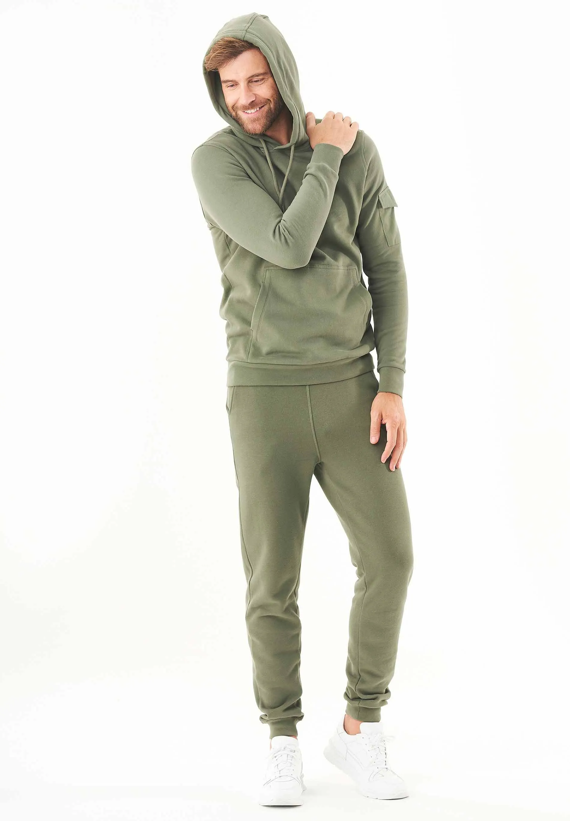 Men's Soft Touch Hoodie With Sleeve Pocket Mid Olive sold by Ivalo.com product image thumbnail 5