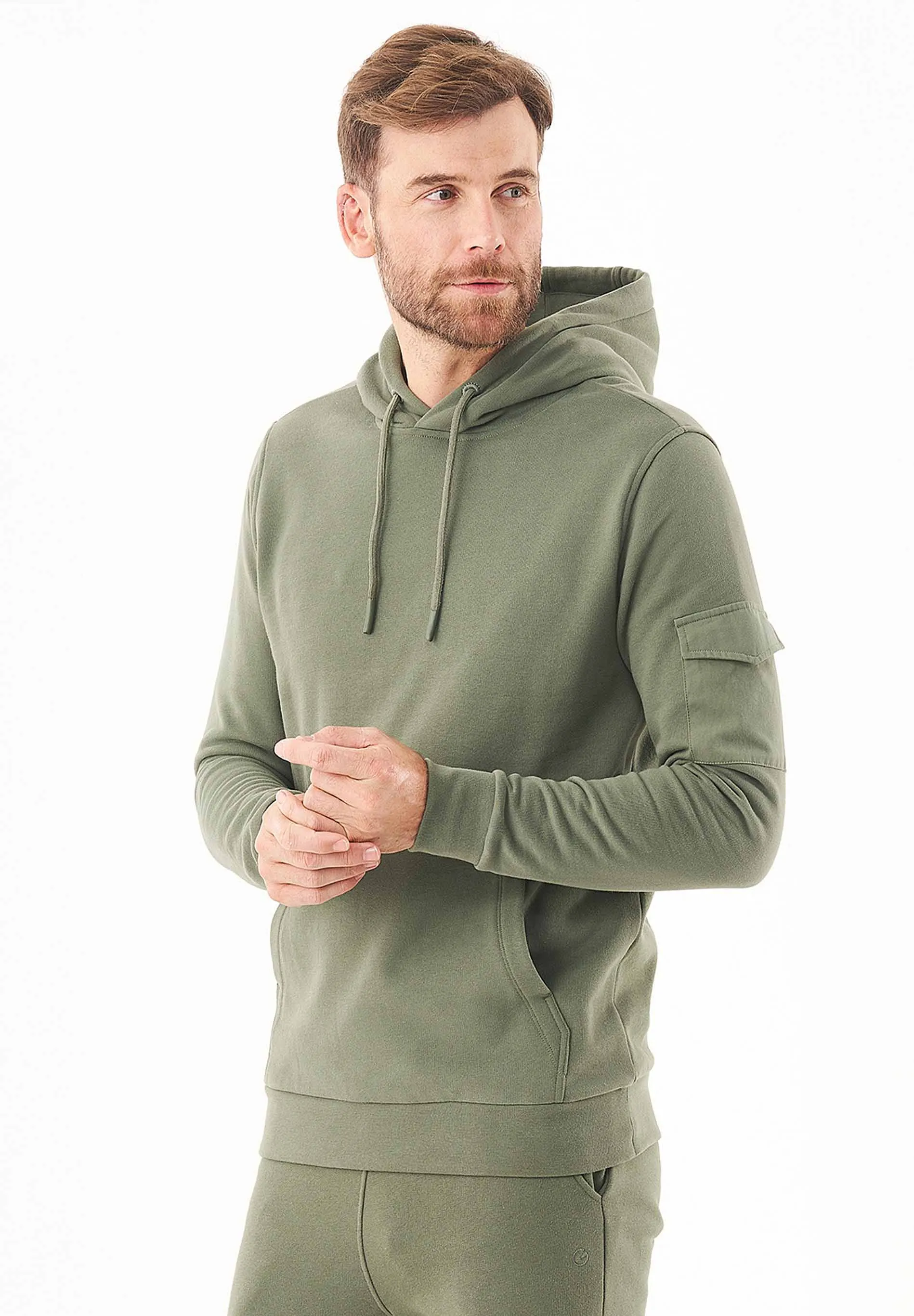 Men's Soft Touch Hoodie With Sleeve Pocket Mid Olive sold by Ivalo.com product image thumbnail 3