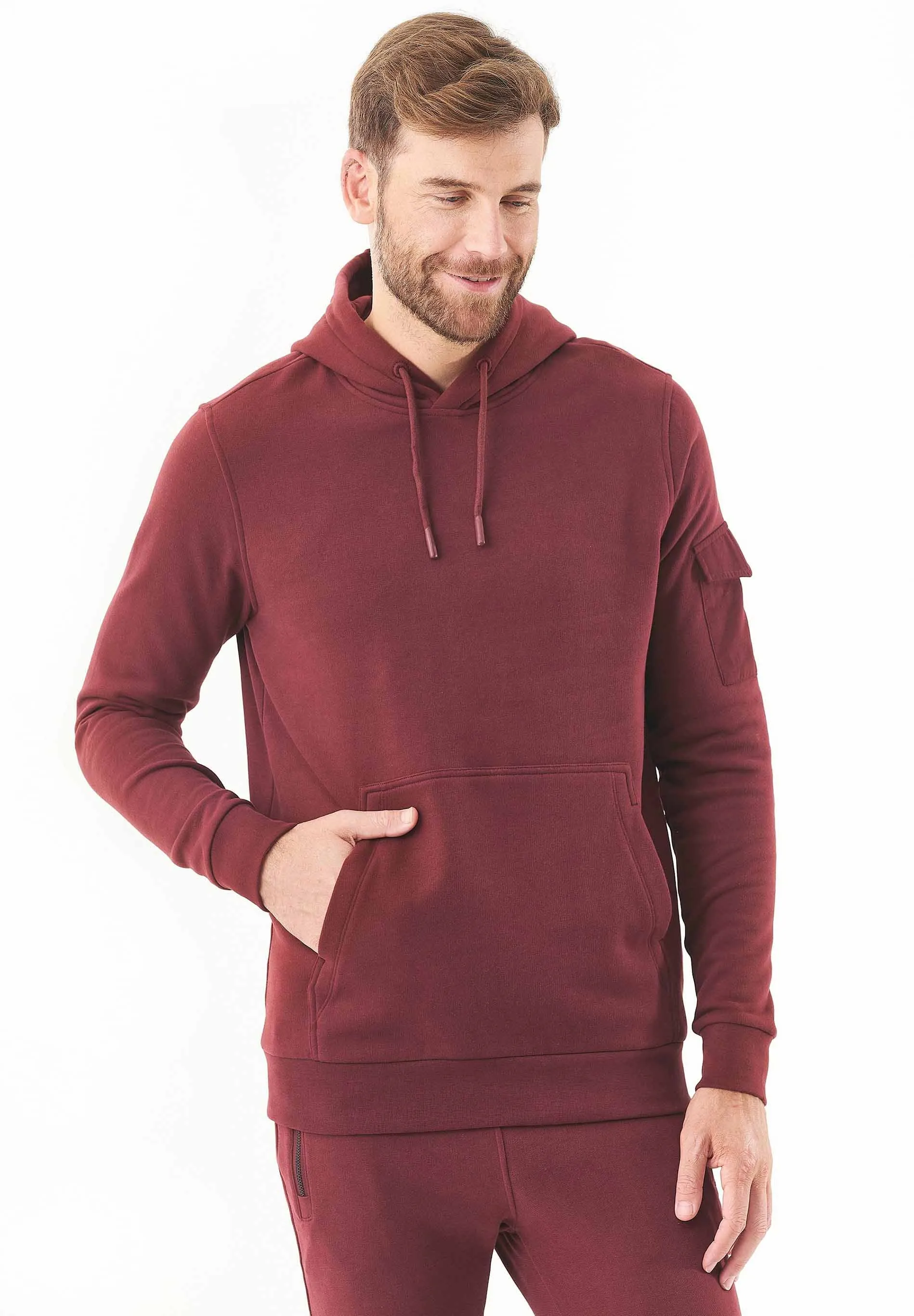 Men's Soft Touch Hoodie With Sleeve Pocket Bordeaux sold by Ivalo.com product image thumbnail 4