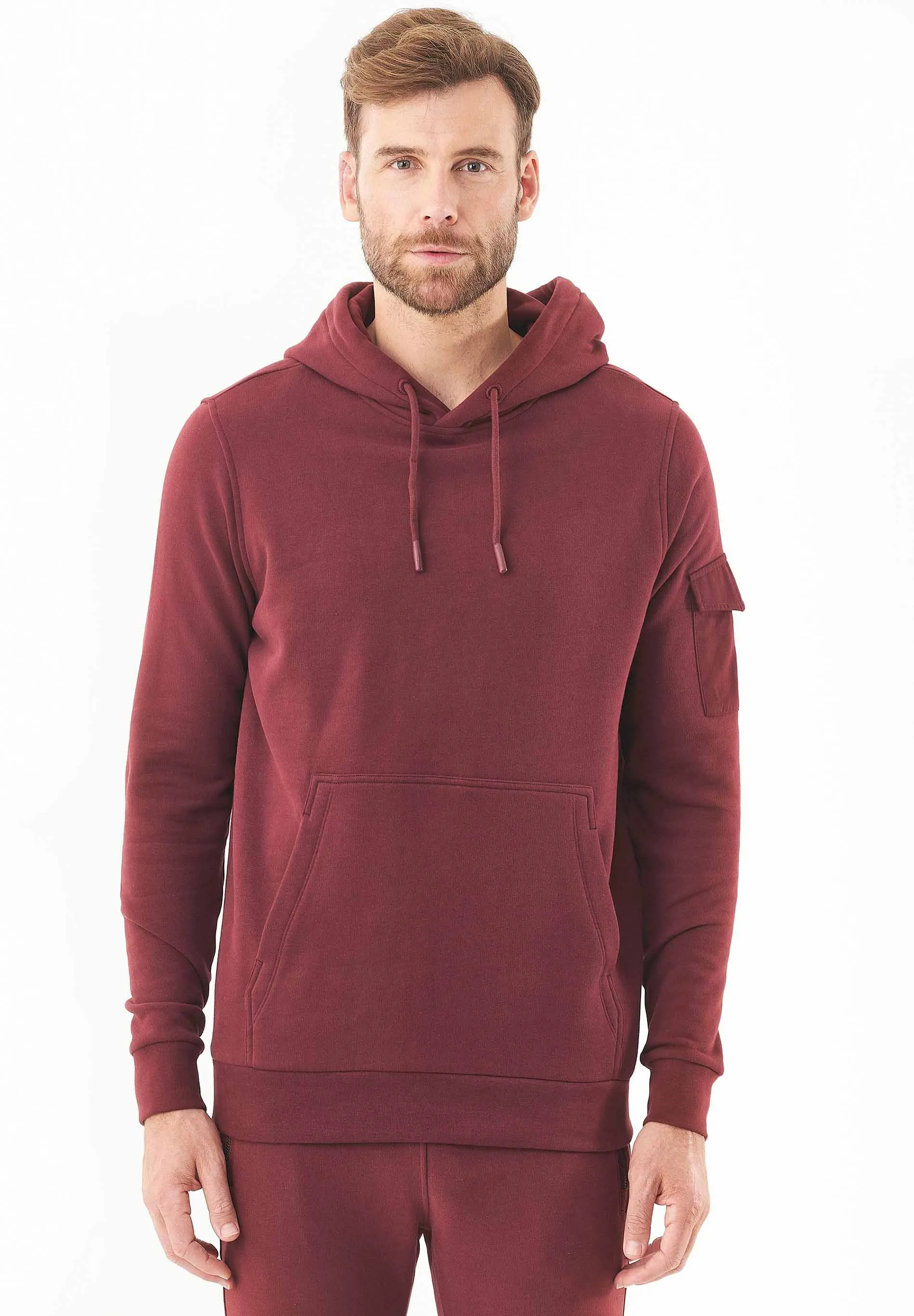 Men's Soft Touch Hoodie With Sleeve Pocket Bordeaux sold by Ivalo.com