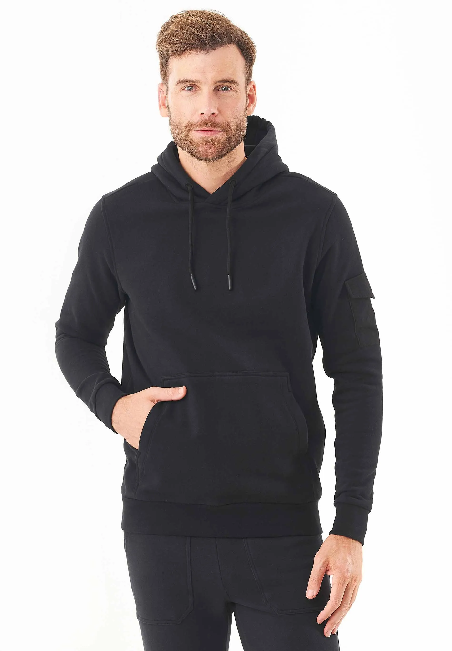 Men's Soft Touch Hoodie With Sleeve Pocket Black sold by Ivalo.com